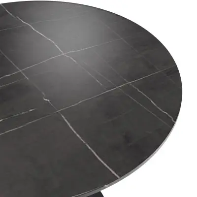 5-Piece Dining Set with 36" Round Dining Table Black Sintered Stone Top and Black Pedestal with 4 Velvet Dining Chairs in White Steel Legs in Brown