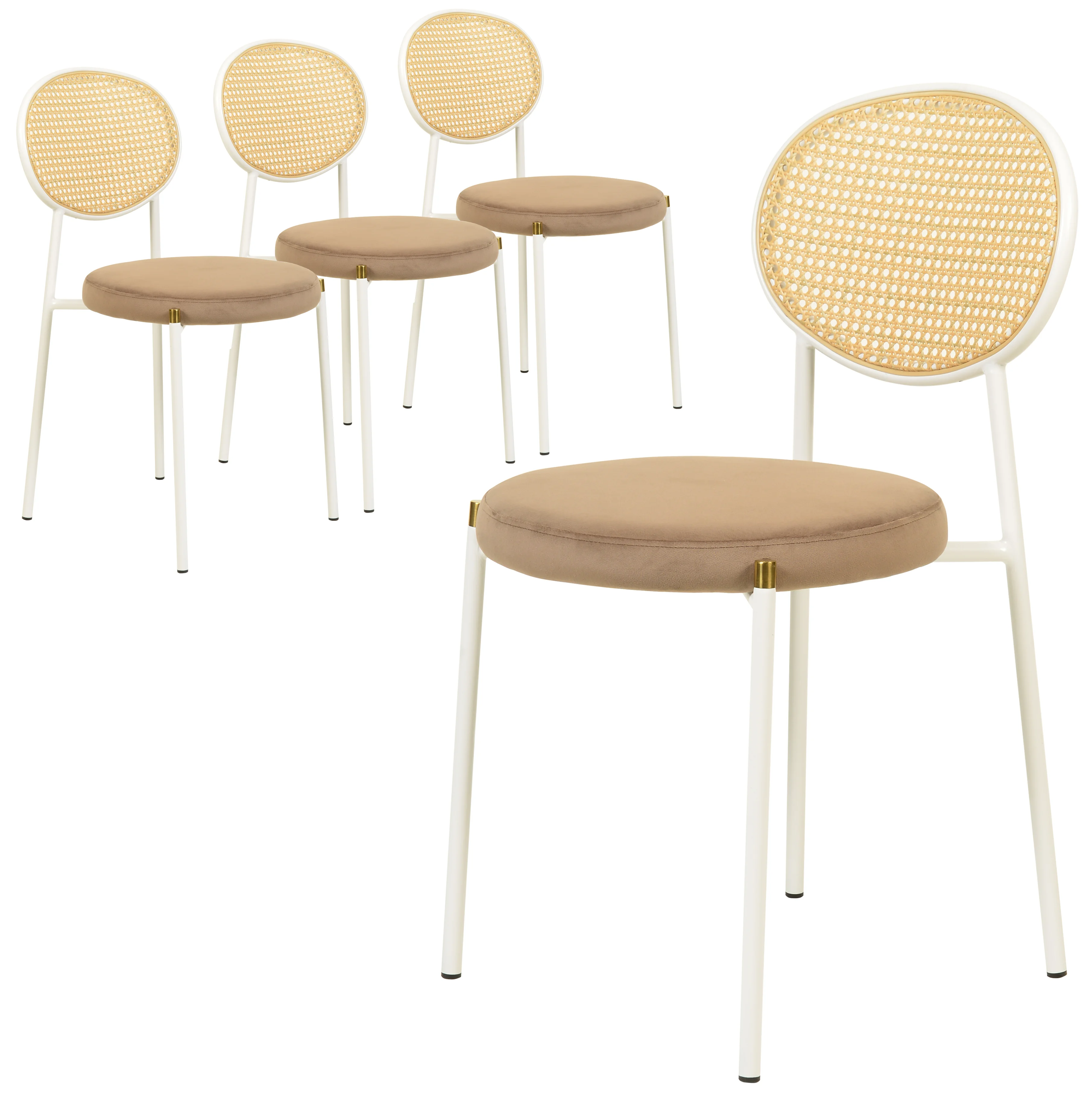 Euston Collection Modern Dining Chair White Frame In Brown - Set of 4