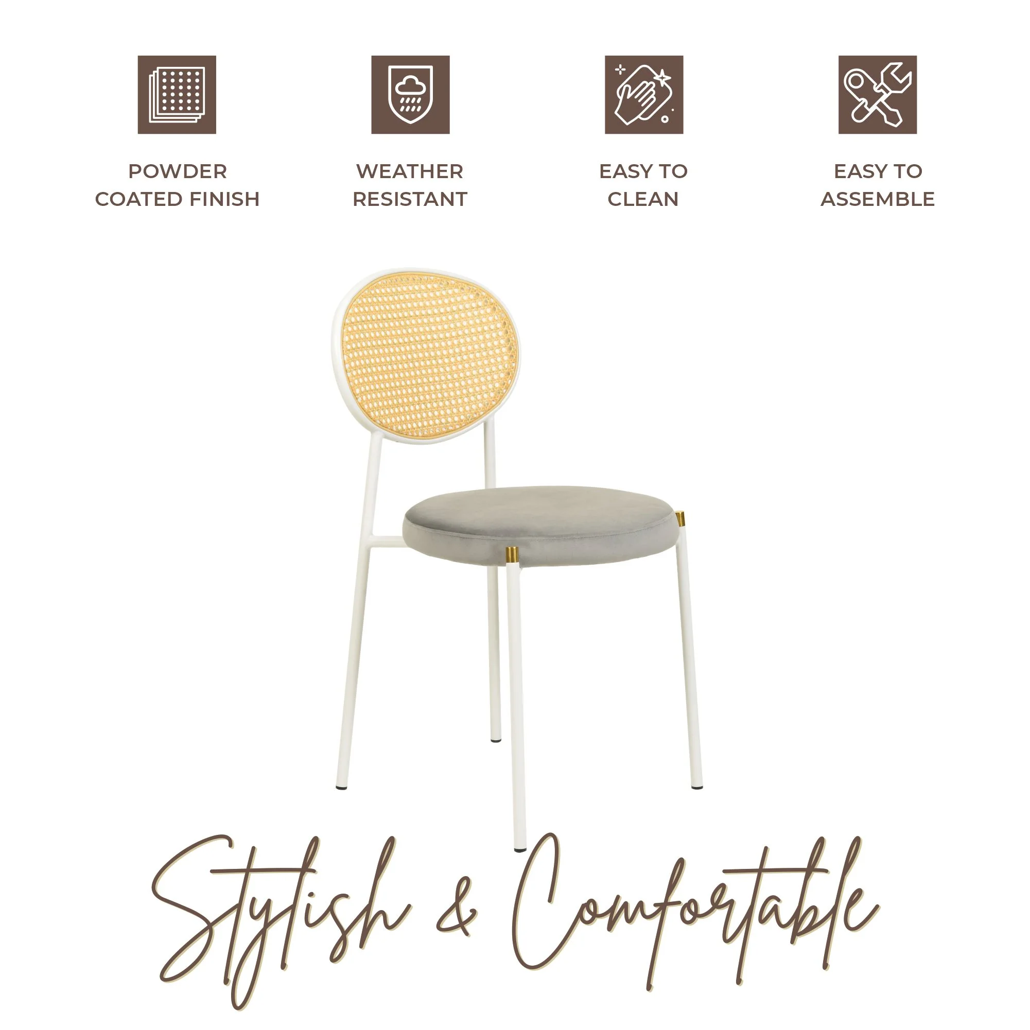 Euston Collection Modern Dining Chair White Frame In Grey