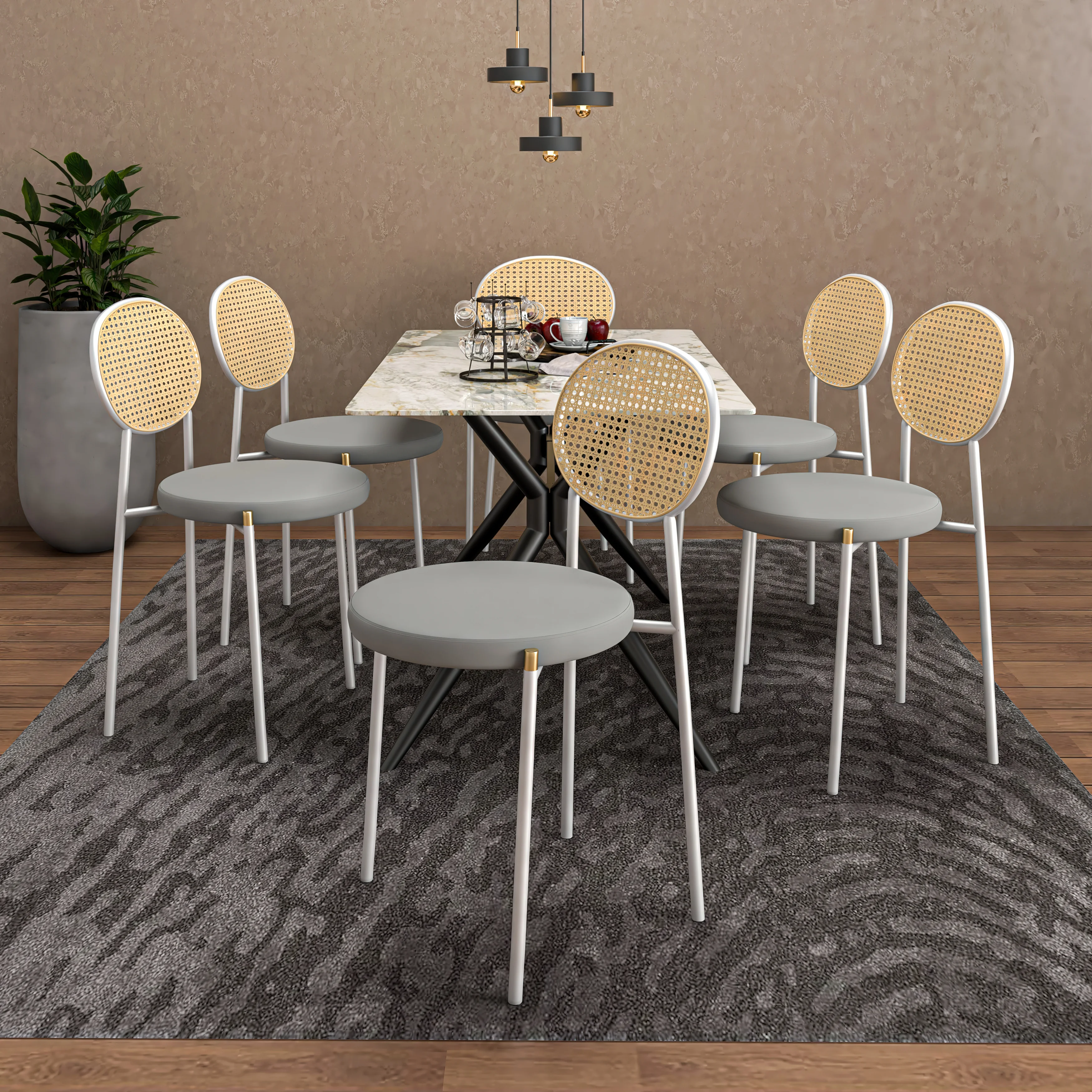 Euston Collection Modern Dining Chair White Frame In Grey - Set of 2
