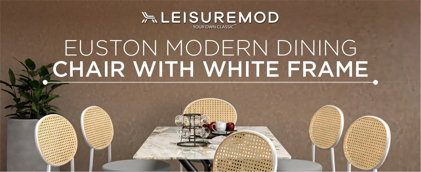 Euston Collection Modern Dining Chair White Frame In Grey - Set of 2