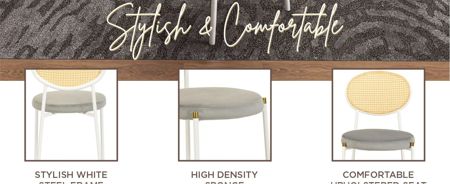 Euston Collection Modern Dining Chair White Frame In Grey - Set of 2