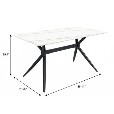 7-Piece Dining Set with Rectangular Sintered Stone Dining Table and 6 Velvet Dining Side Chairs with Wicker Back