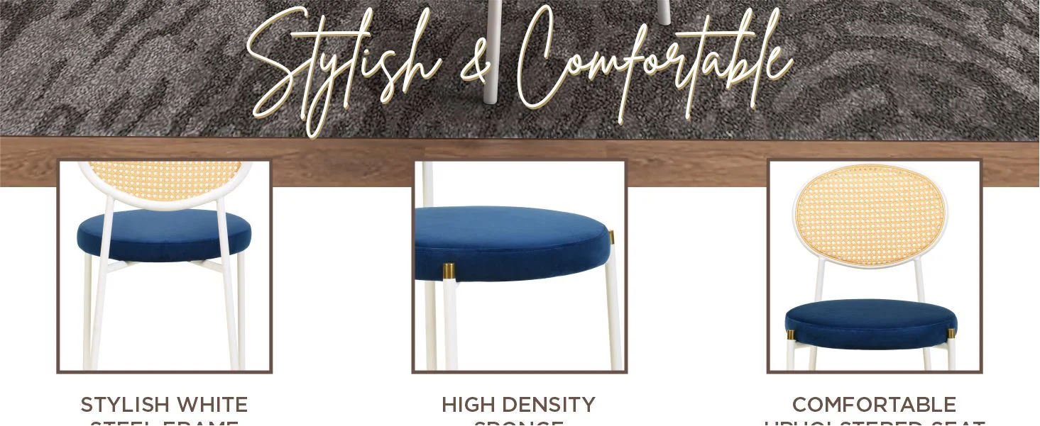 Euston Collection Modern Dining Chair White Frame In Blue