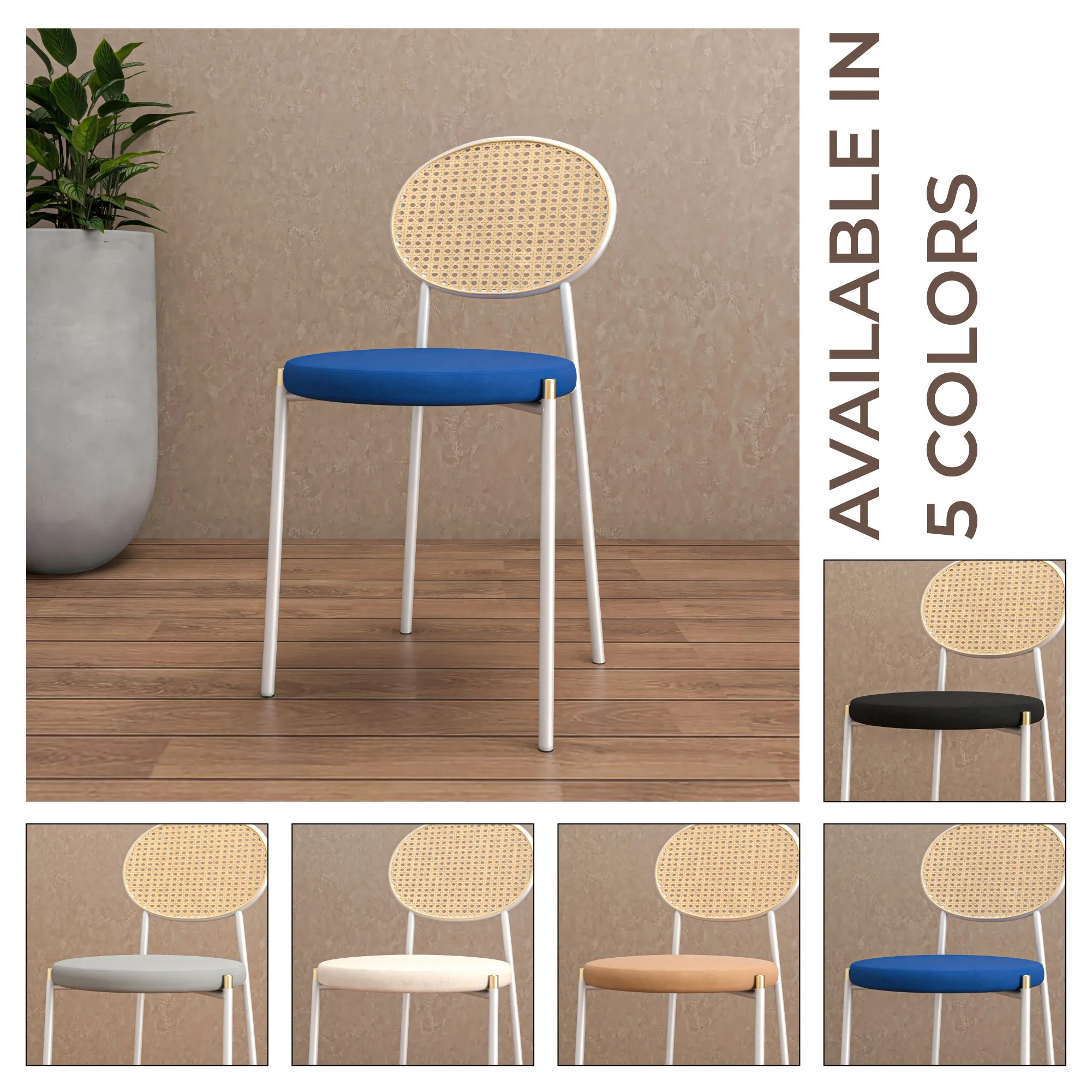 Euston Collection Modern Dining Chair White Frame In Blue
