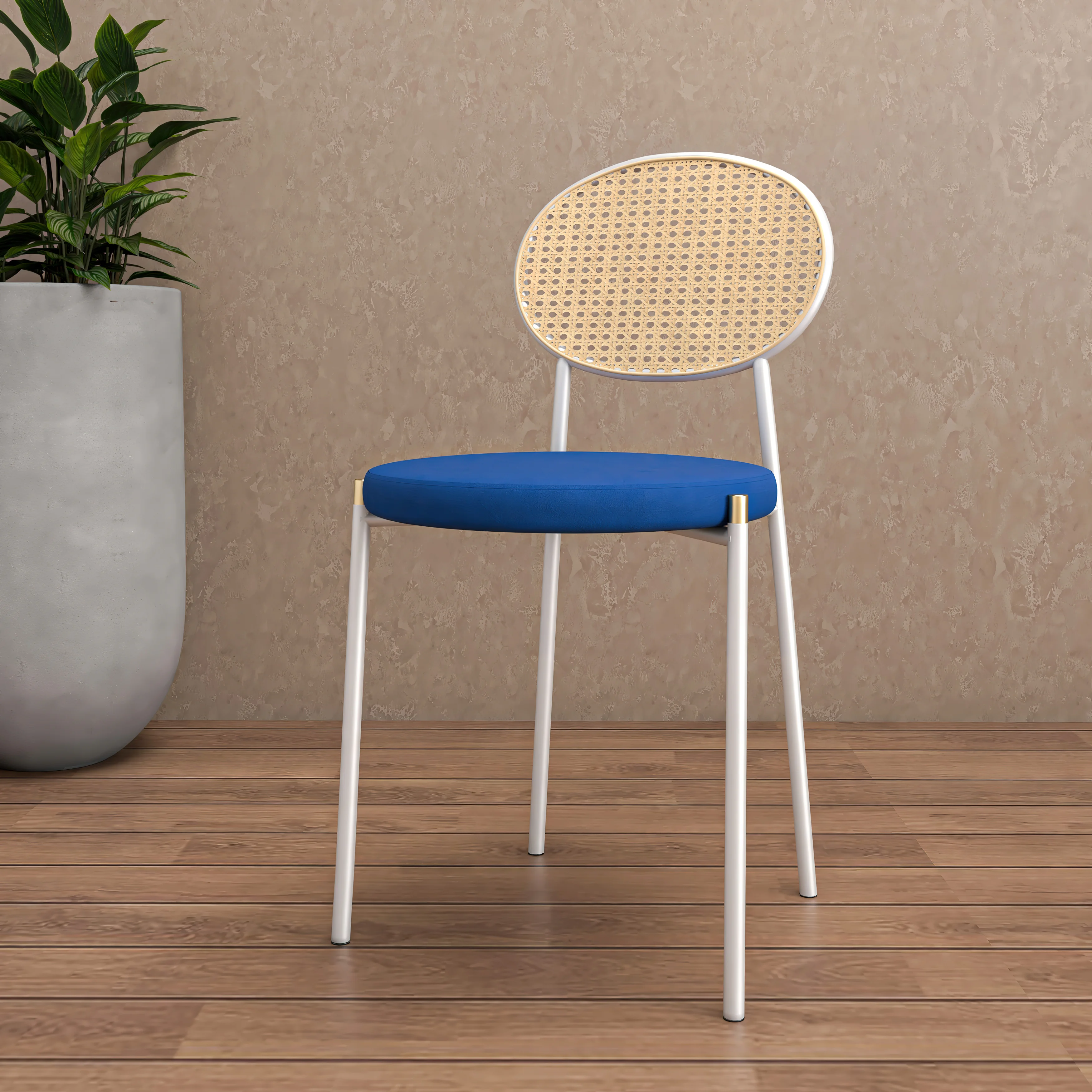 Euston Collection Modern Dining Chair White Frame In Blue