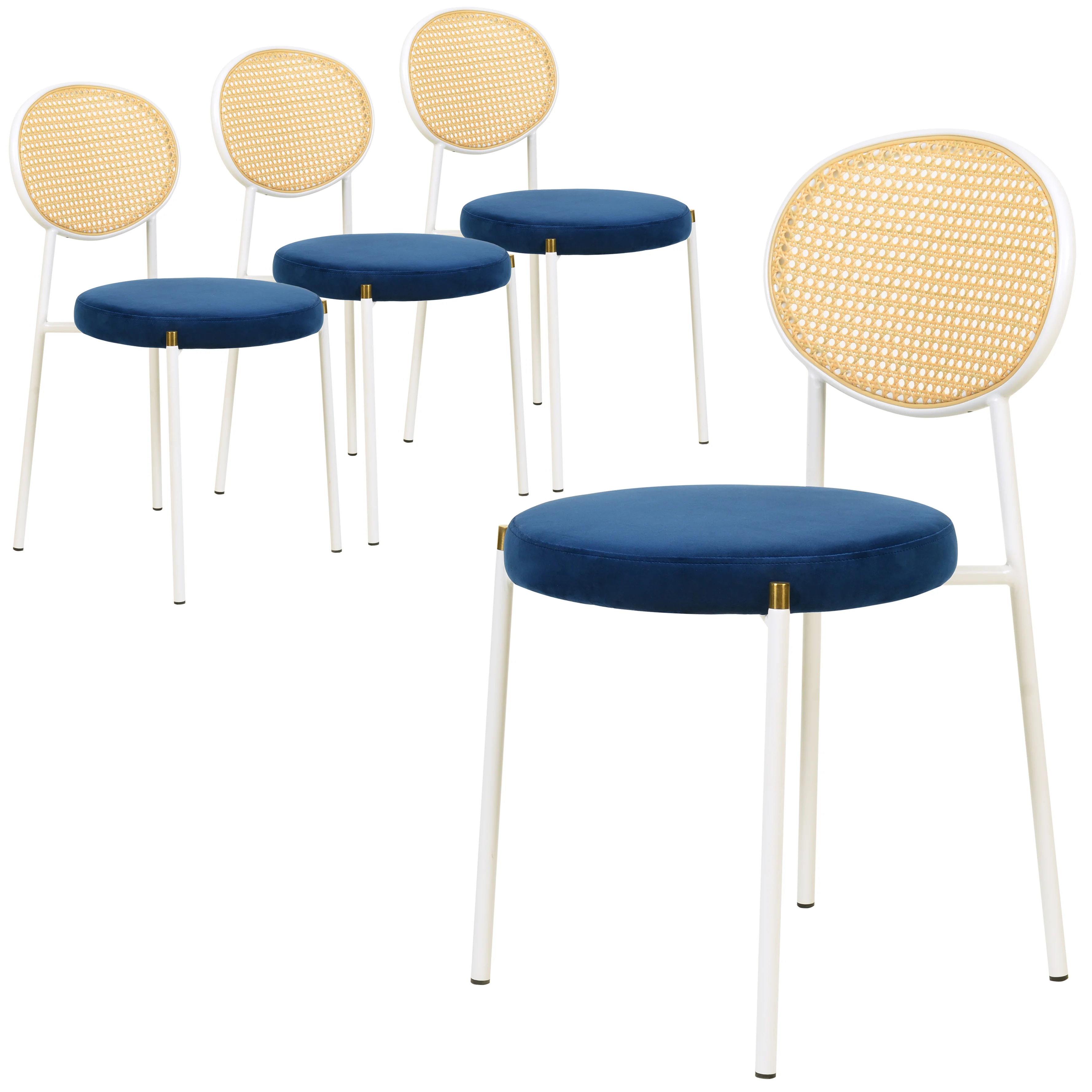 Euston Collection Modern Dining Chair White Frame In Blue - Set of 4