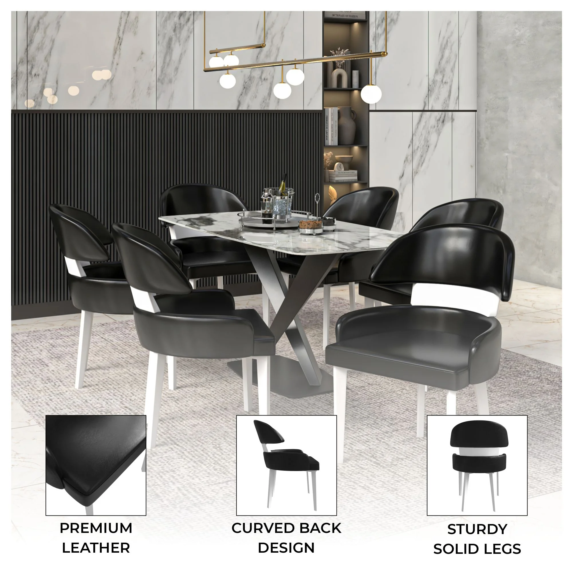 Ethos Collection Modern Wooden Dining Chair in Black