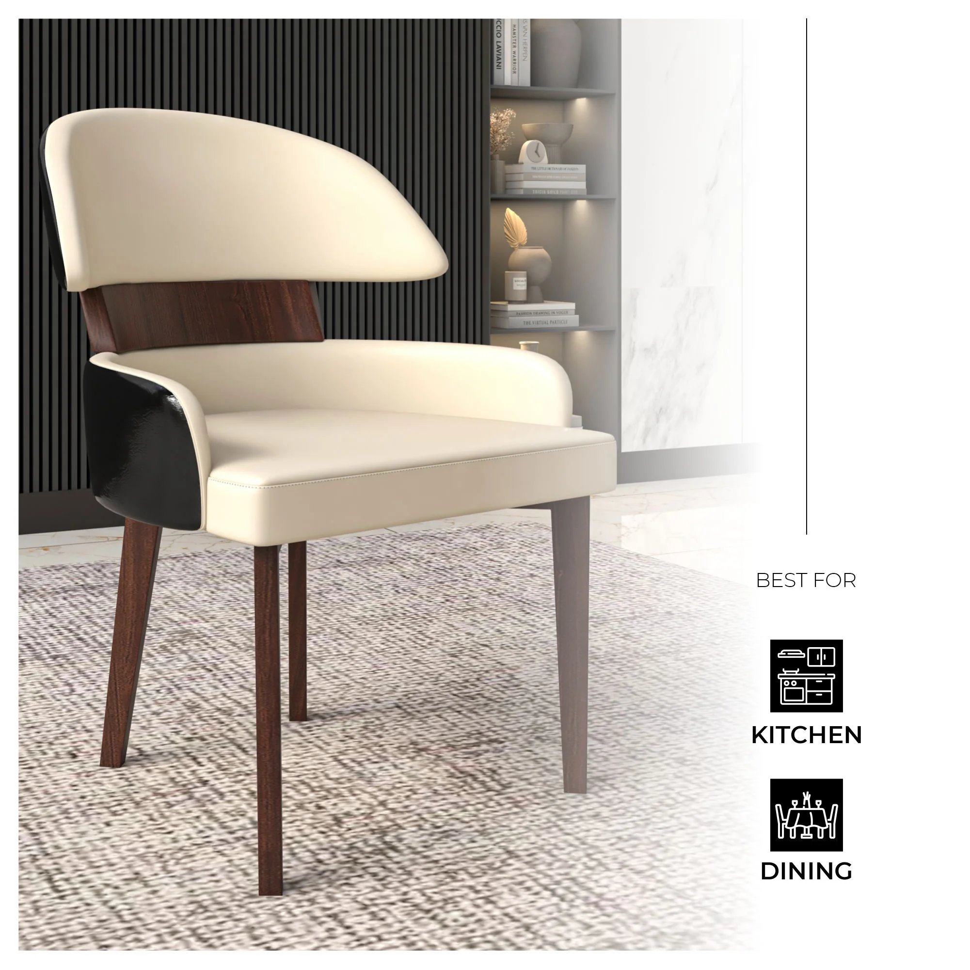 Ethos Collection Modern Wooden Dining Chair in Black/Cream