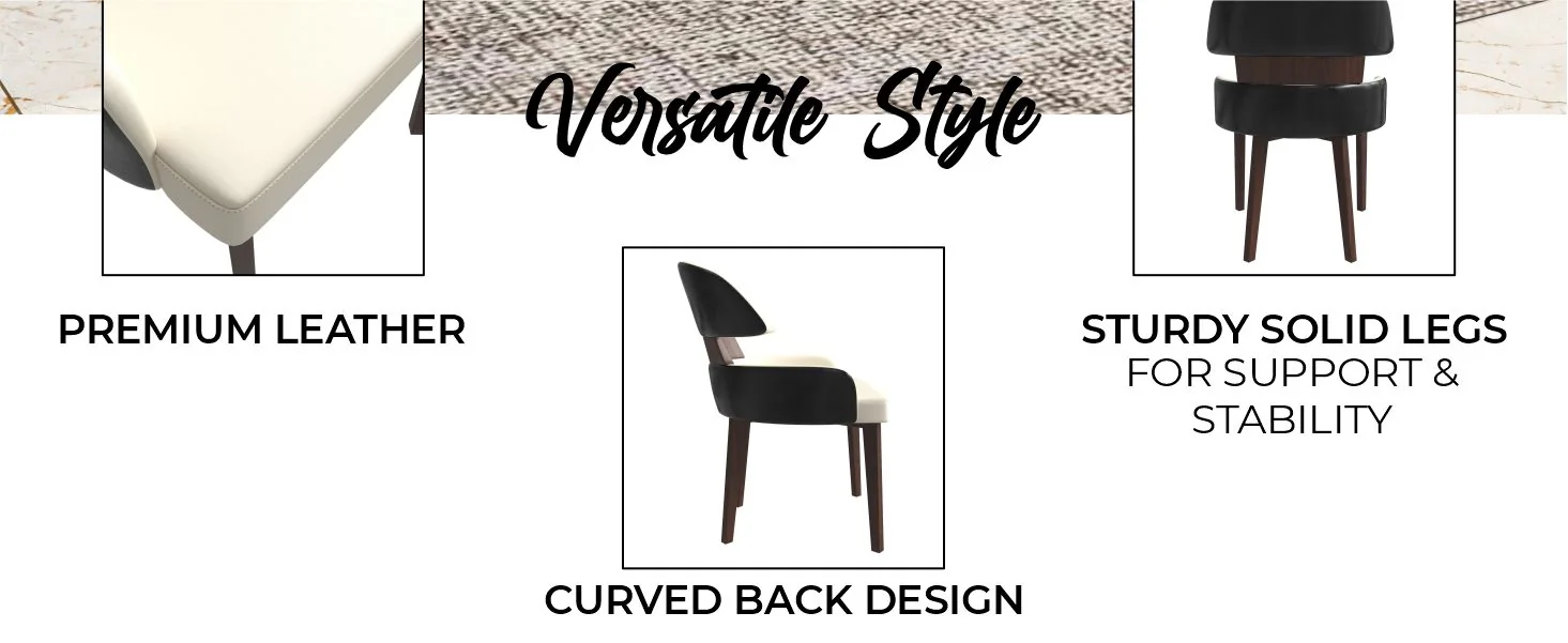 Ethos Collection Modern Wooden Dining Chair in Black/Cream