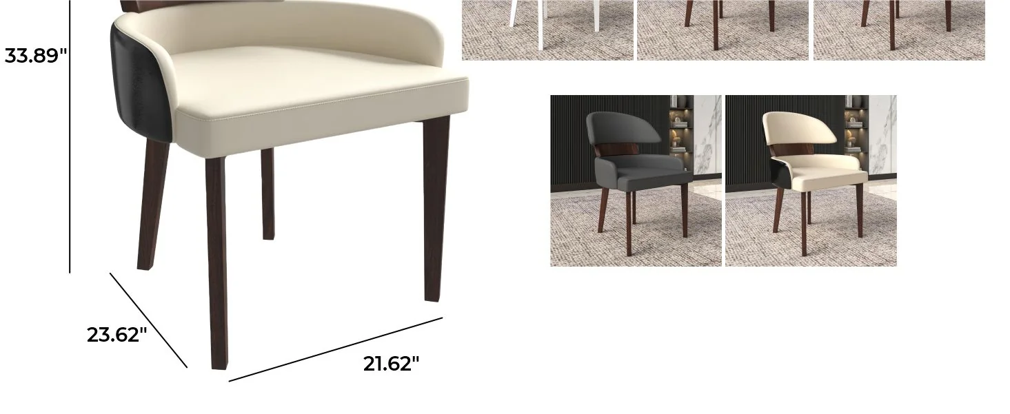 Ethos Collection Modern Wooden Dining Chair in Black/Cream