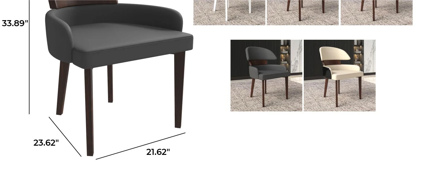 Ethos Collection Modern Wooden Dining Chair in Grey