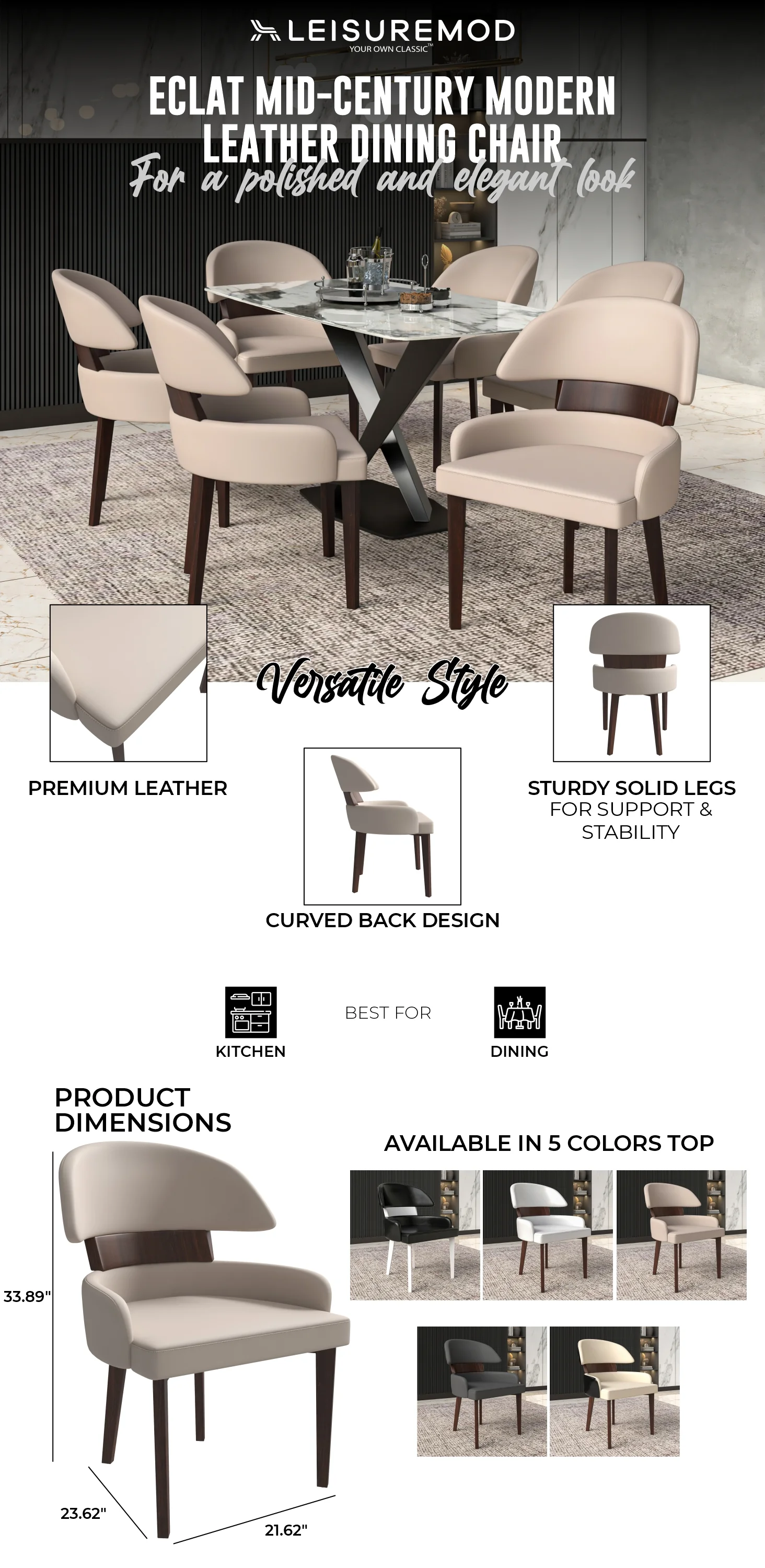 Ethos Collection Modern Wooden Dining Chair in Toupe