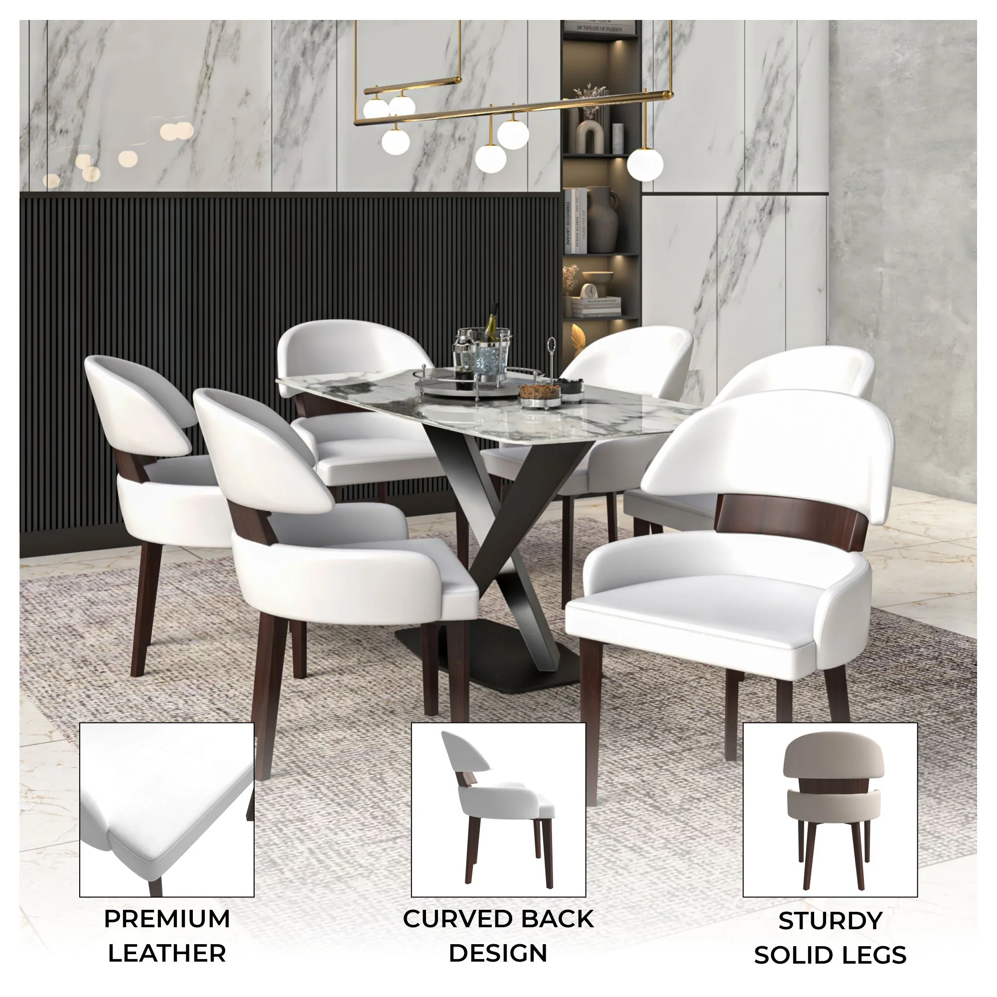 Ethos Collection Modern Wooden Dining Chair in White