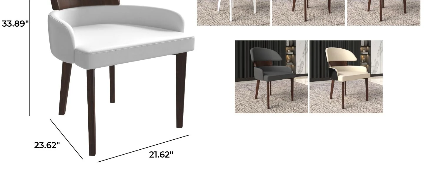 Ethos Collection Modern Wooden Dining Chair in White