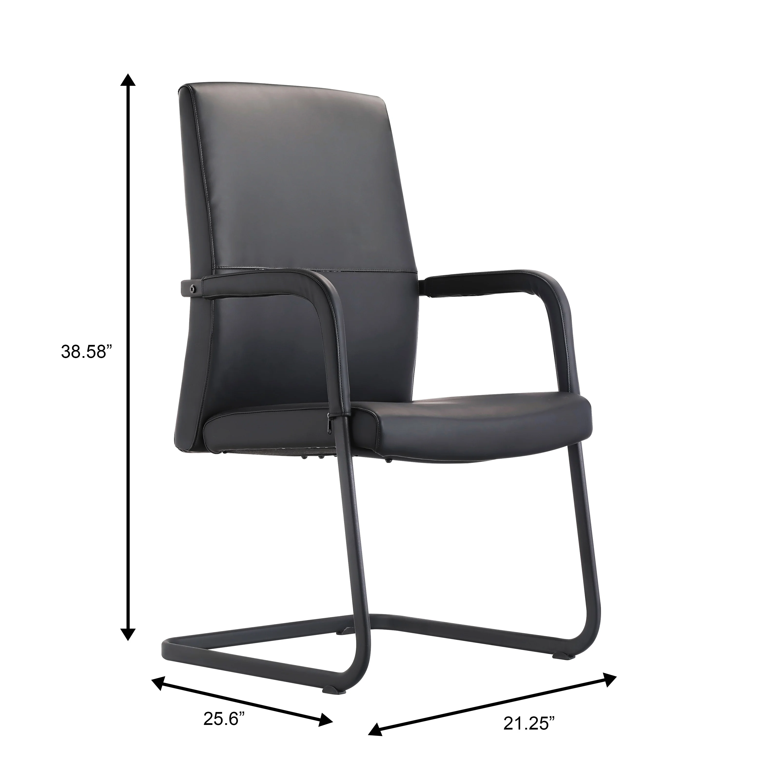 Evander Office Guest Chair in Black Leather