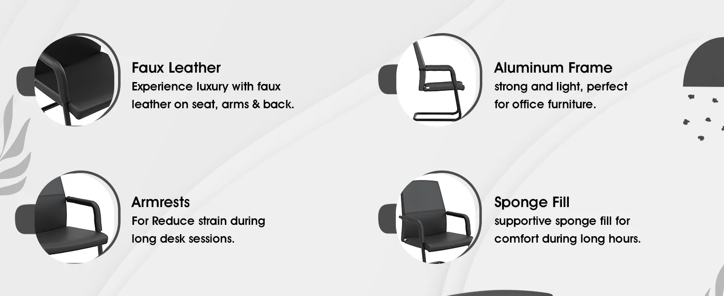 Evander Office Guest Chair in Black Leather