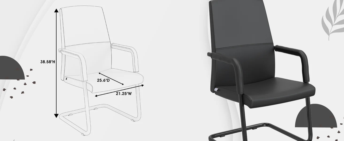 Evander Office Guest Chair in Black Leather