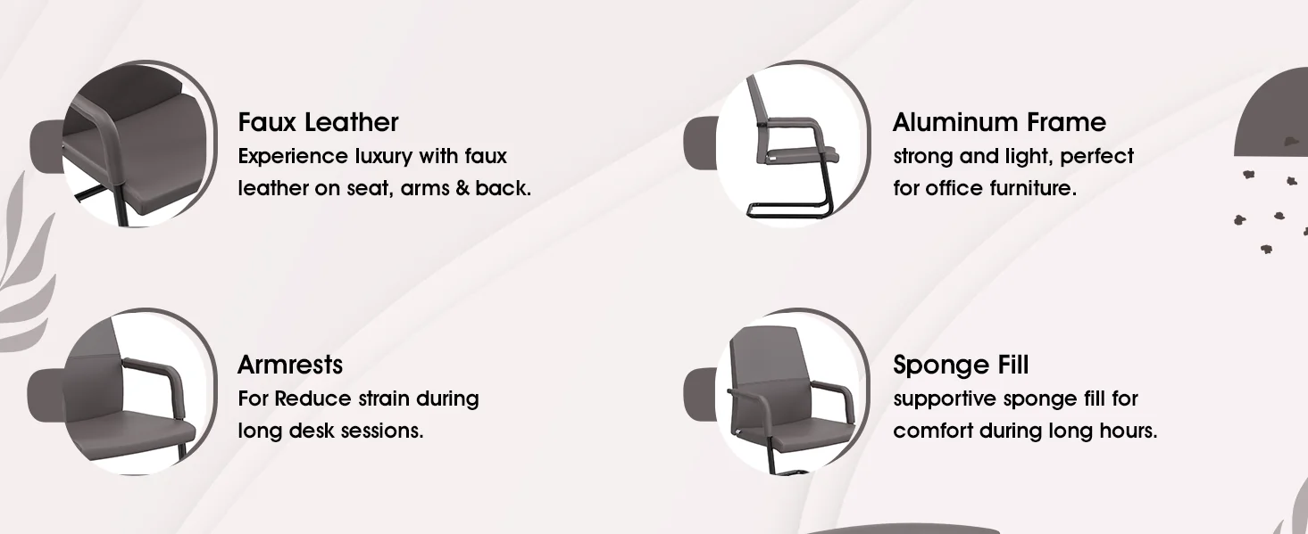 Evander Office Guest Chair in Grey Leather