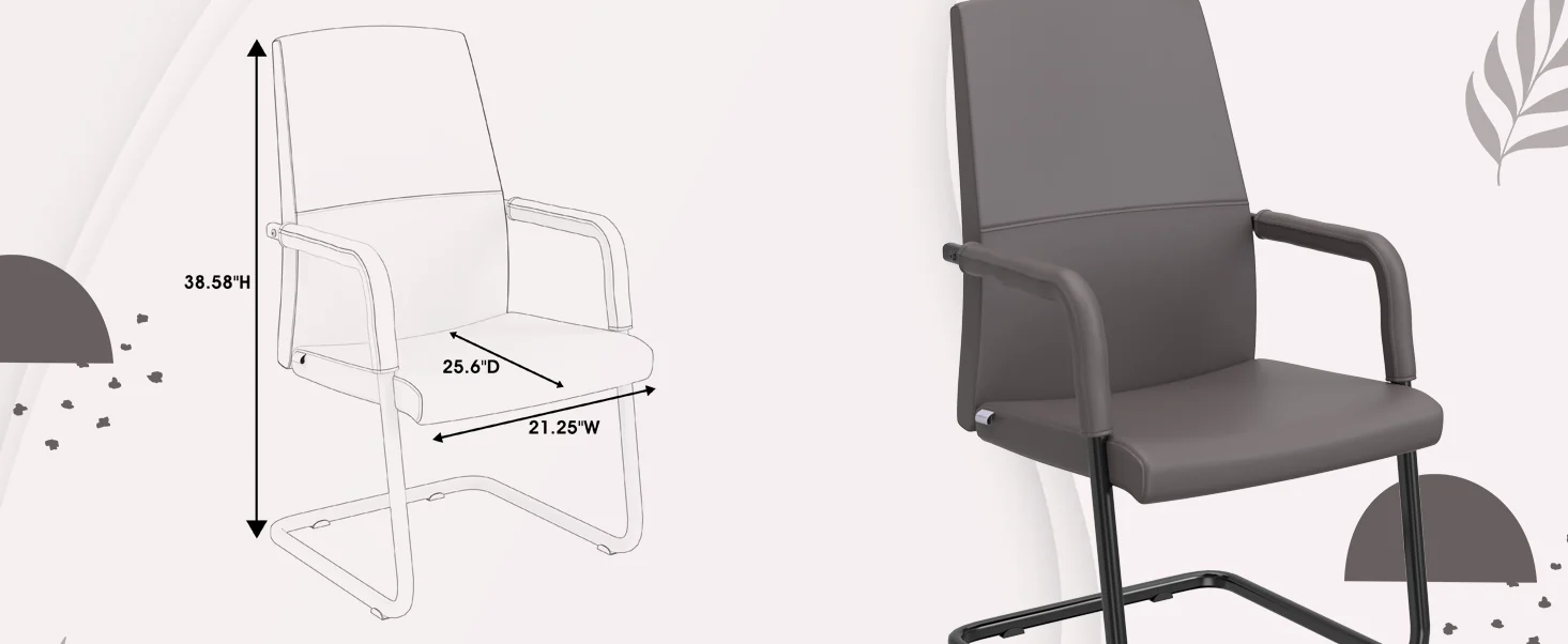 Evander Office Guest Chair in Grey Leather