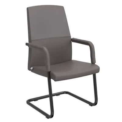 Evander Office Guest Chair in Grey Leather