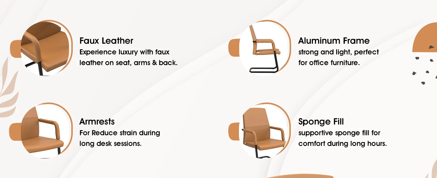 Evander Office Guest Chair in Acorn Brown Leather