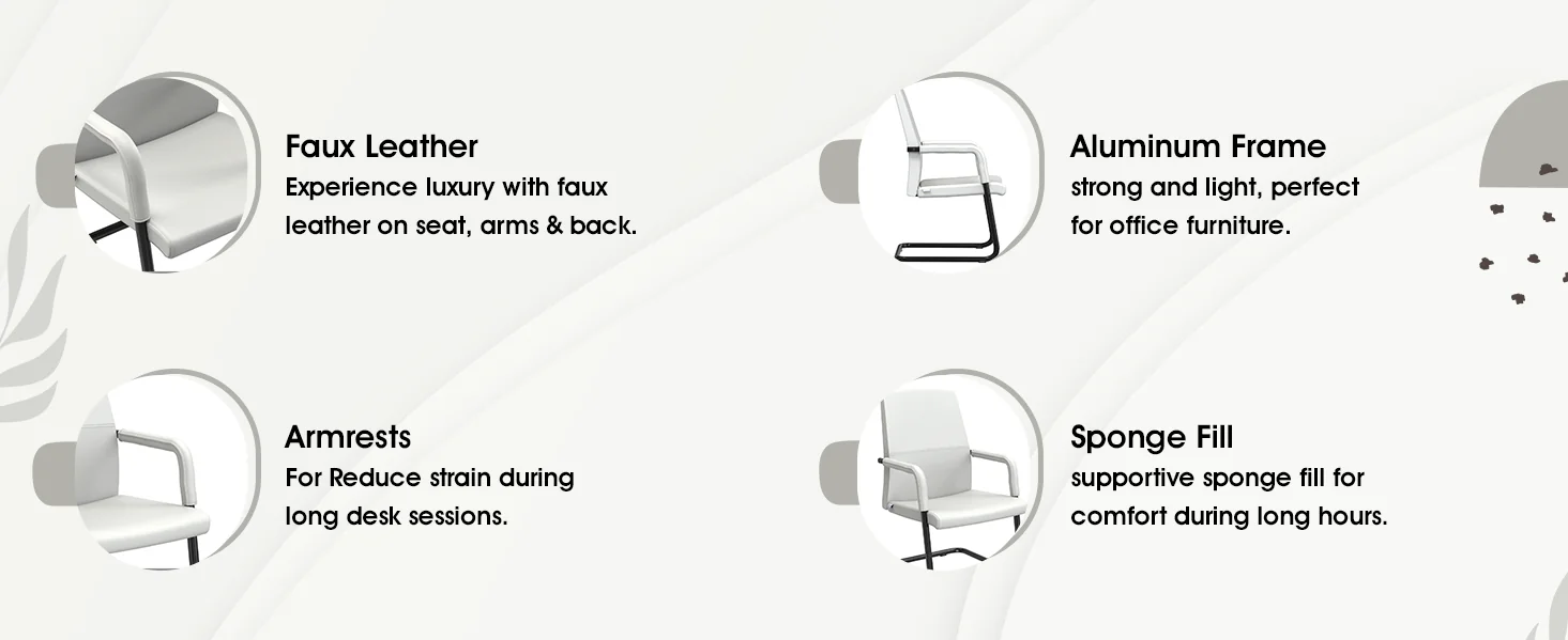 Evander Office Guest Chair in White Leather