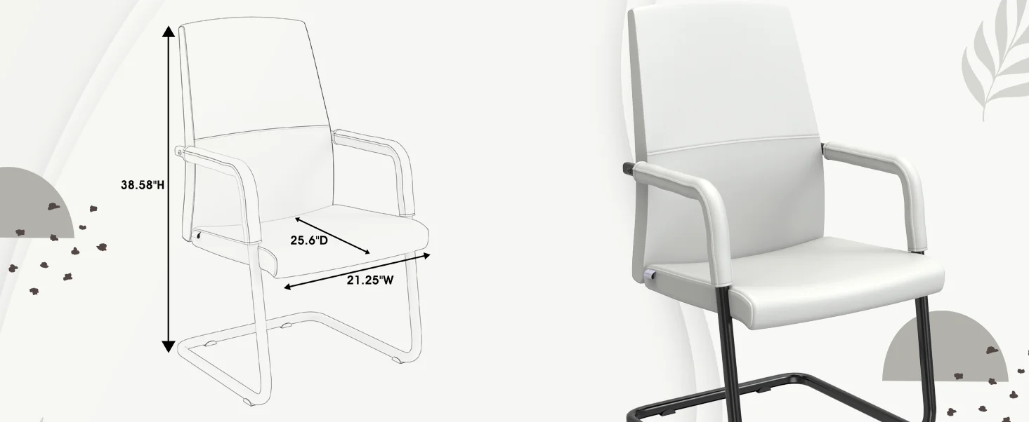 Evander Office Guest Chair in White Leather