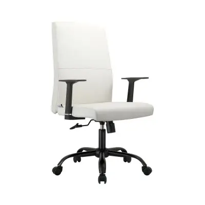 Evander Series Office Guest Chair in White Leather