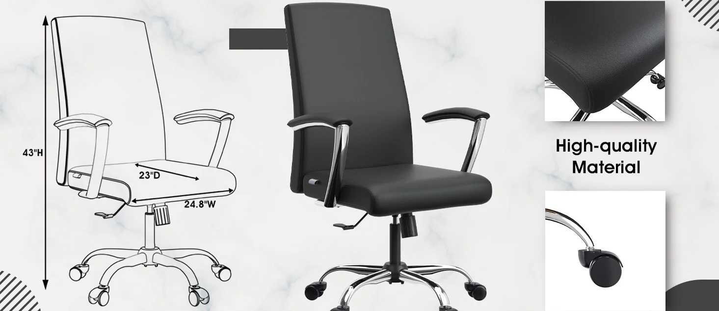 Evander Series Office Chair in Black Leather