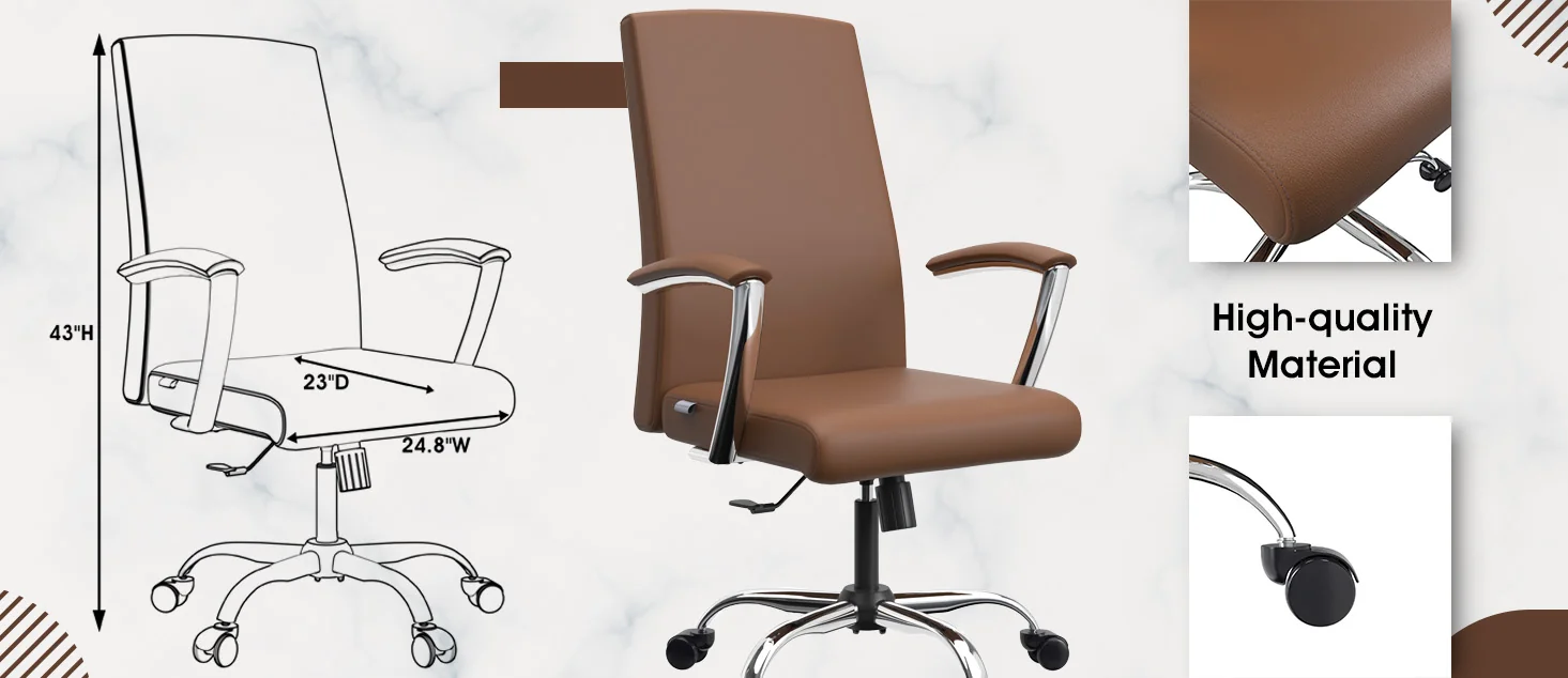 Evander Series Office Chair in Dark Brown Leather