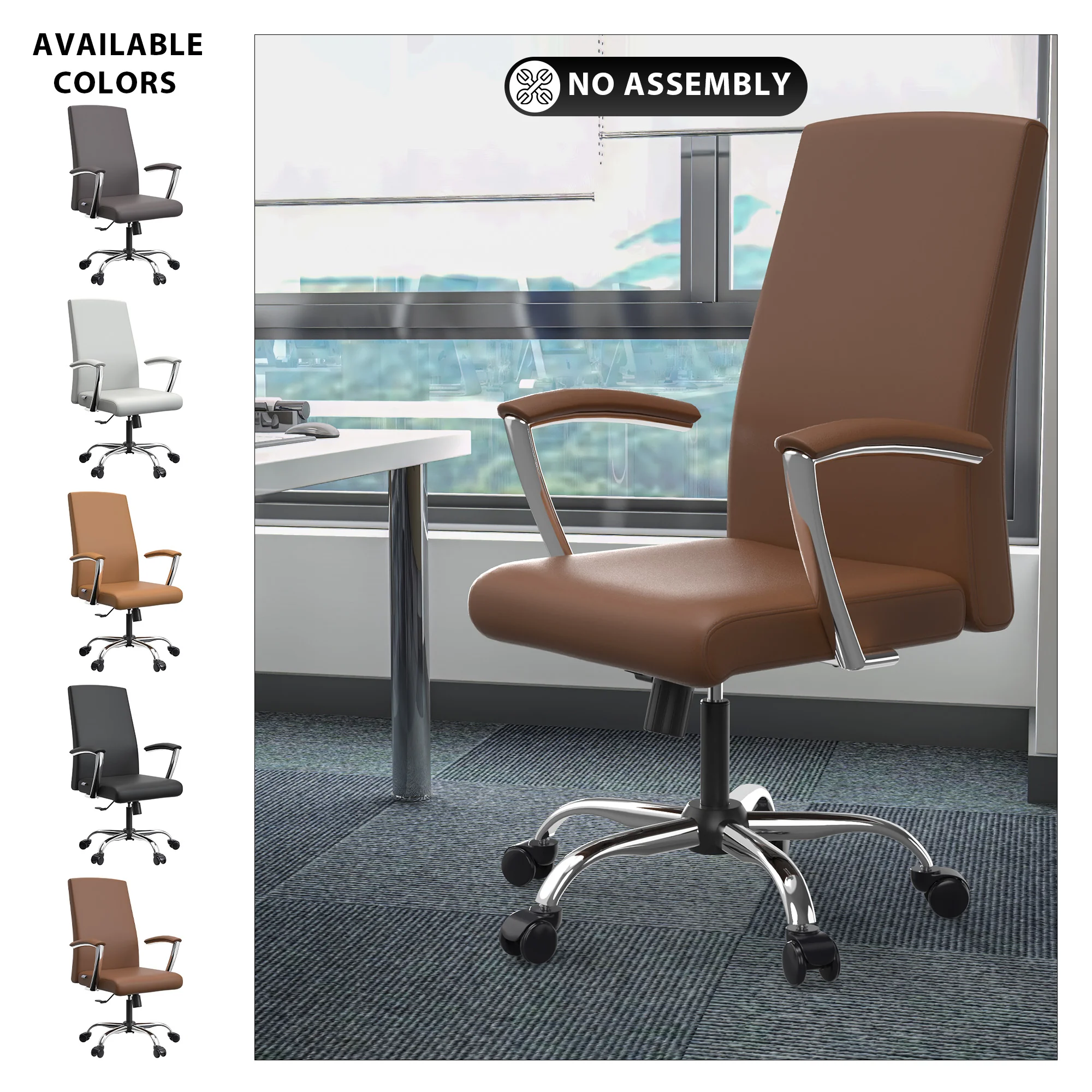Evander Series Office Chair in Dark Brown Leather