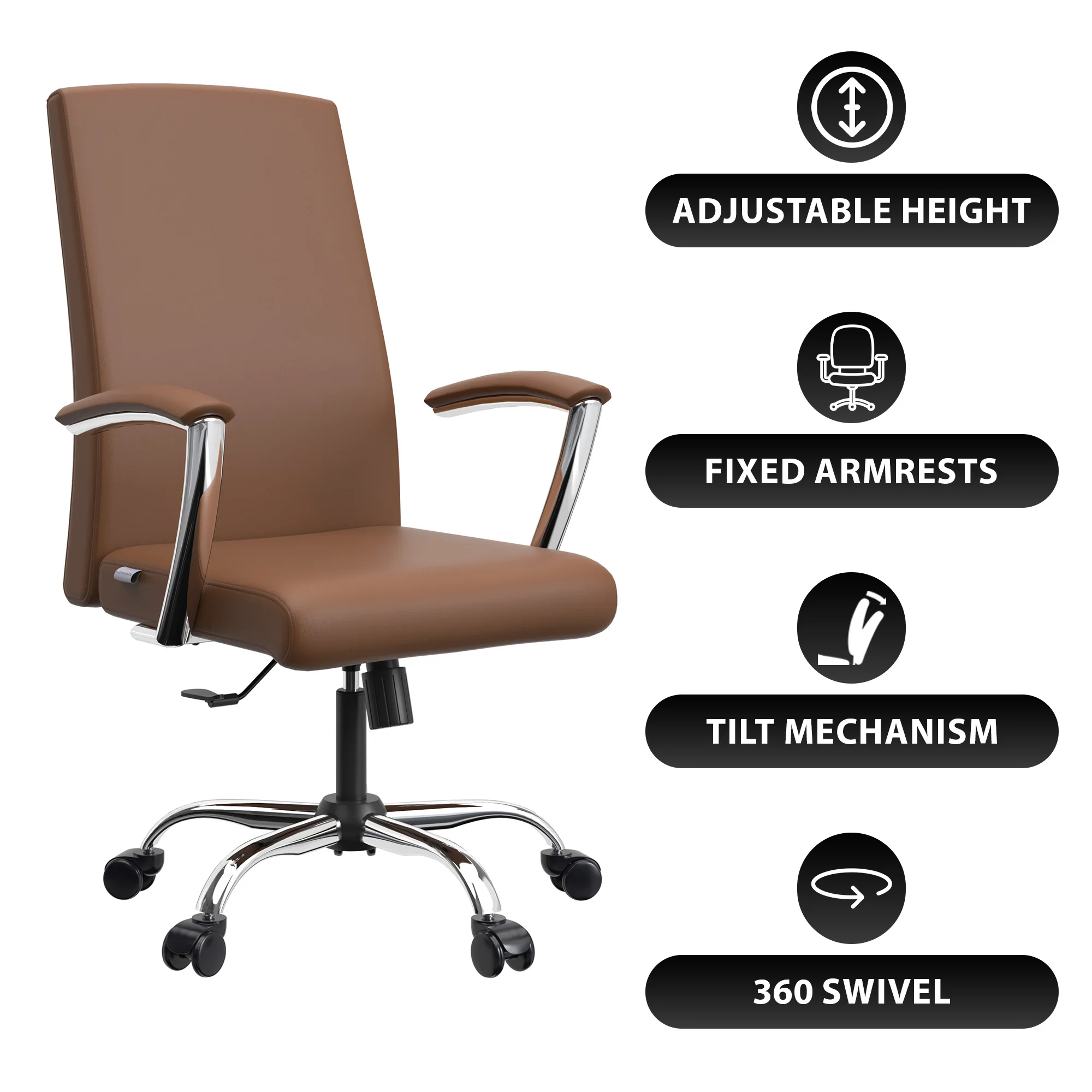 Evander Series Office Chair in Dark Brown Leather