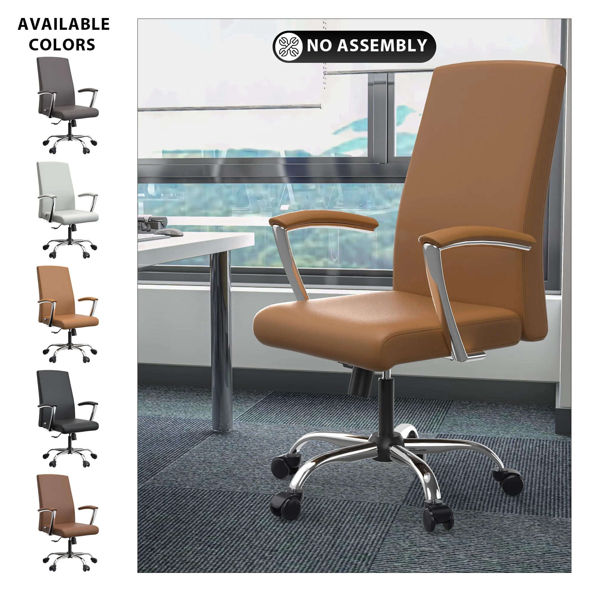 Evander Series Office Chair in Acorn Brown Leather