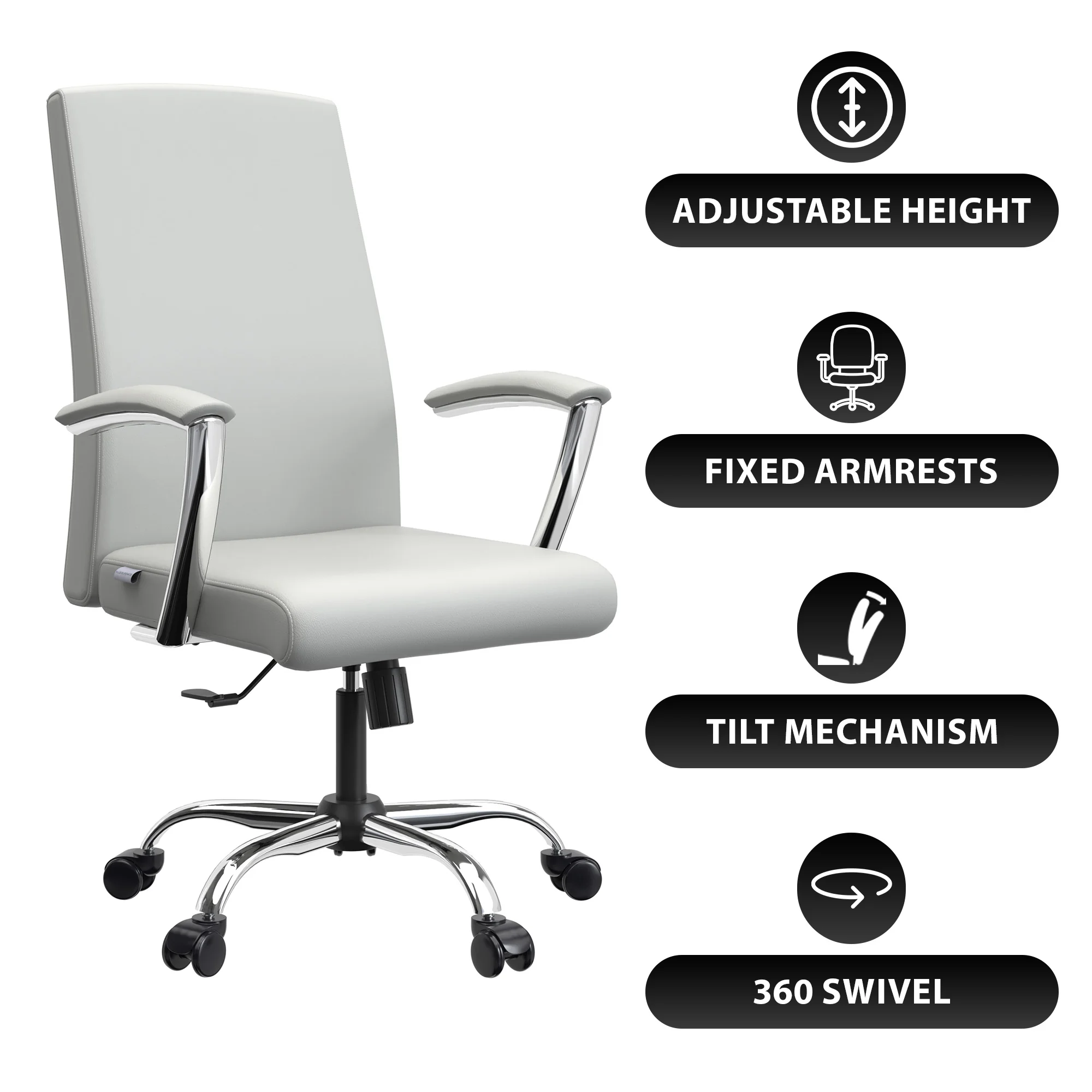 Evander Series Office Chair in White Leather