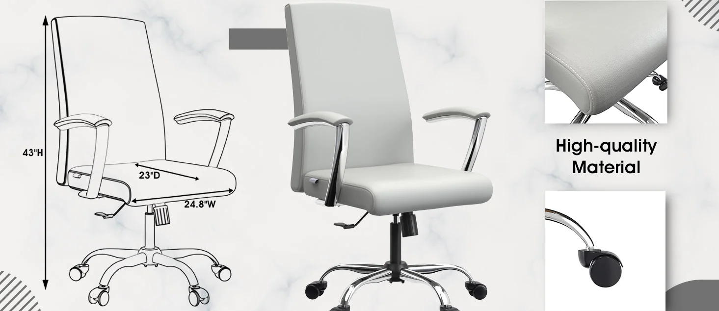 Evander Series Office Chair in White Leather