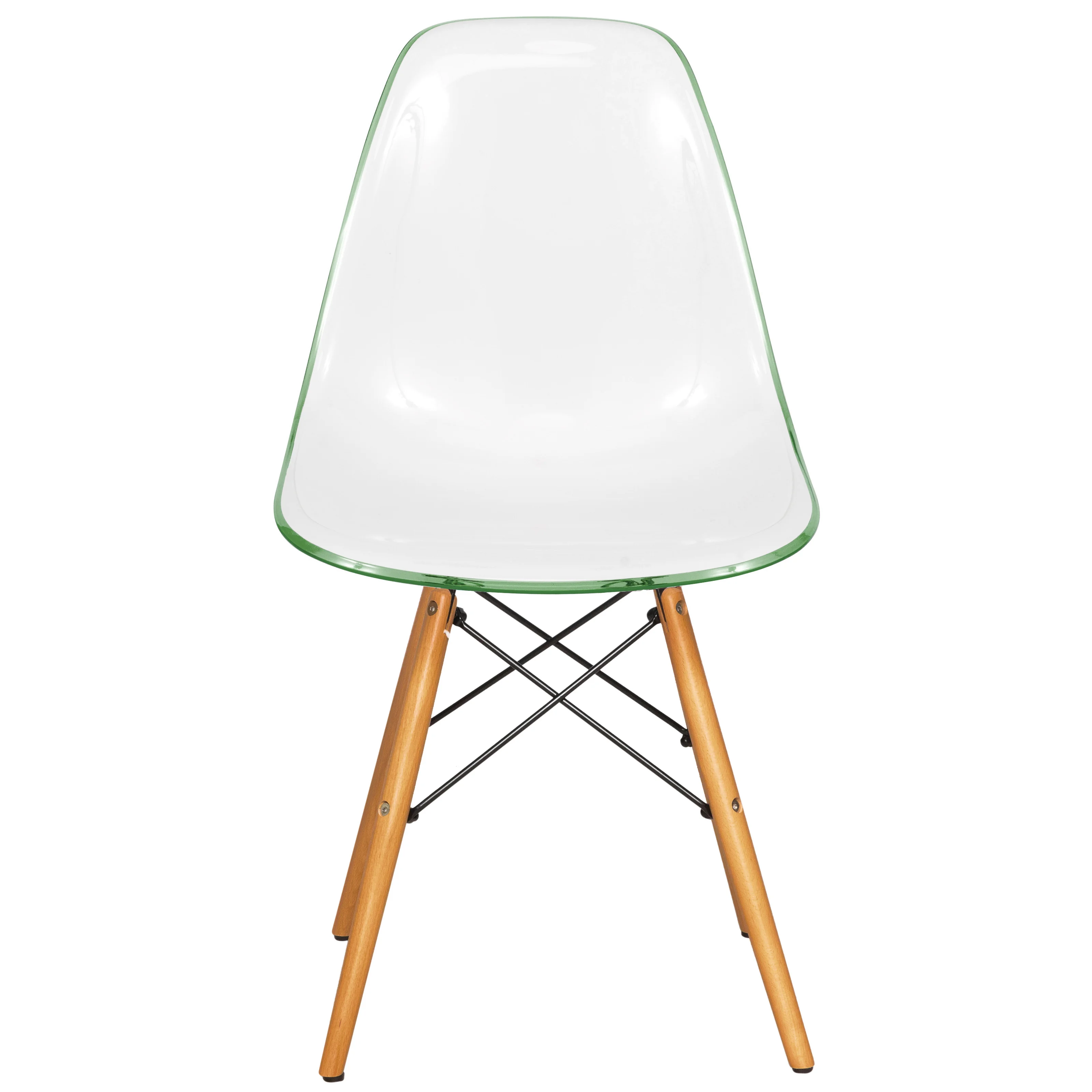 Dover Plastic Molded Dining Side Chair in White Green