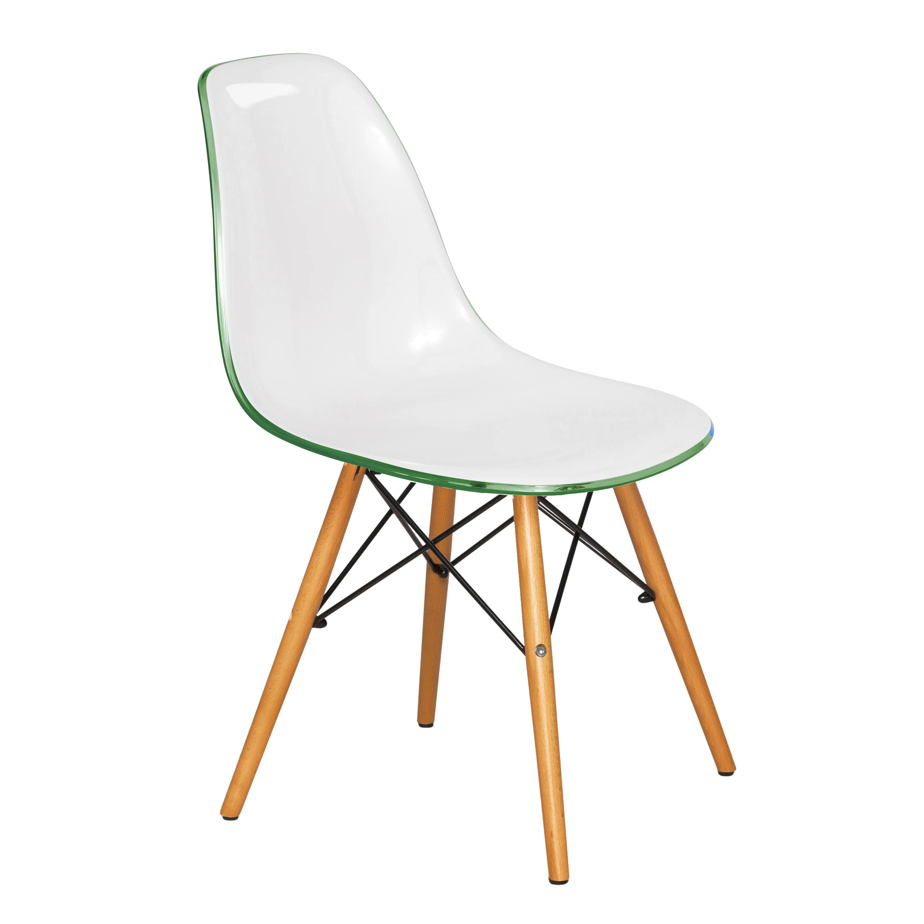 Dover Plastic Molded Dining Side Chair in White Green