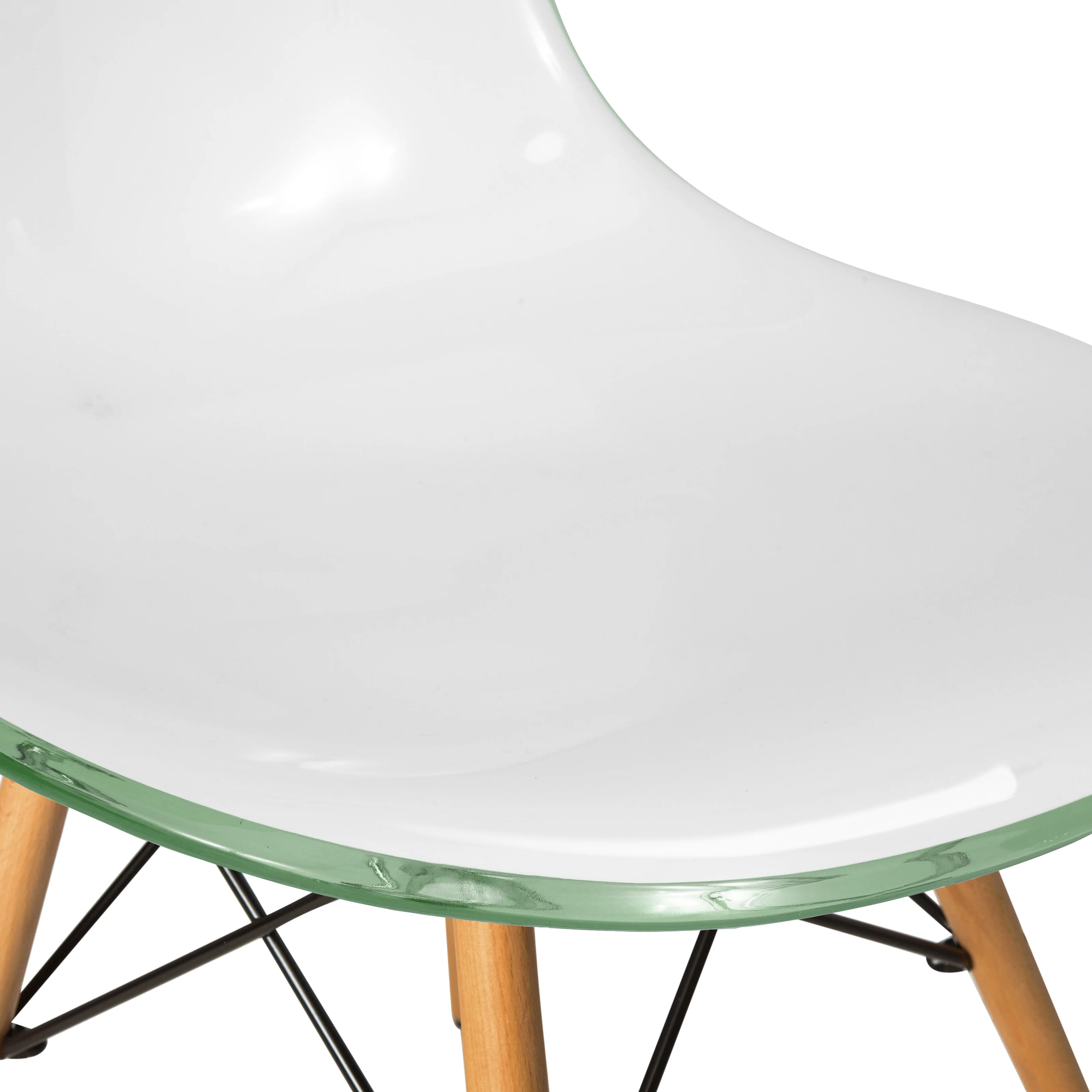 Dover Plastic Molded Dining Side Chair in White Green Set of 2
