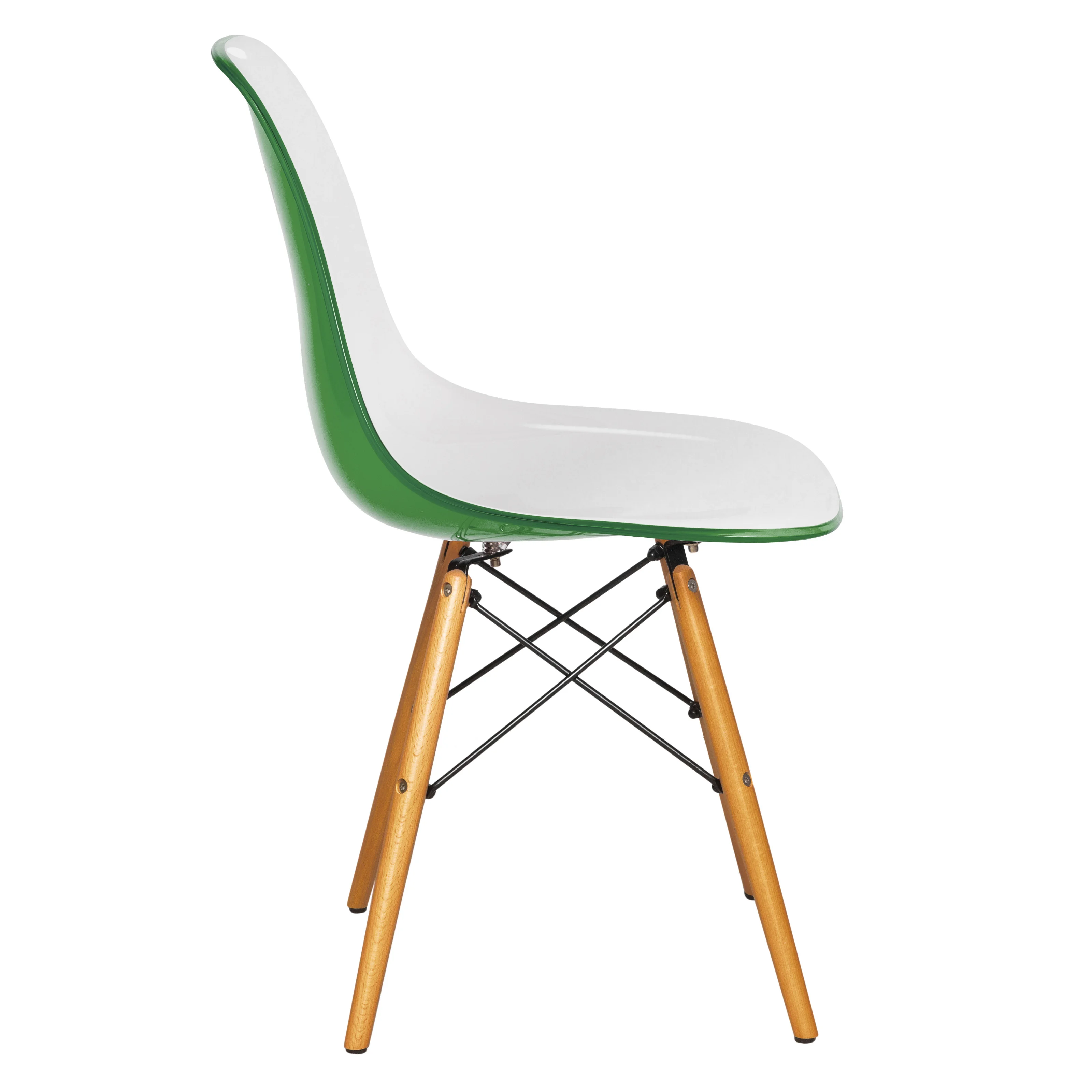 Dover Plastic Molded Dining Side Chair in White Green Set of 4