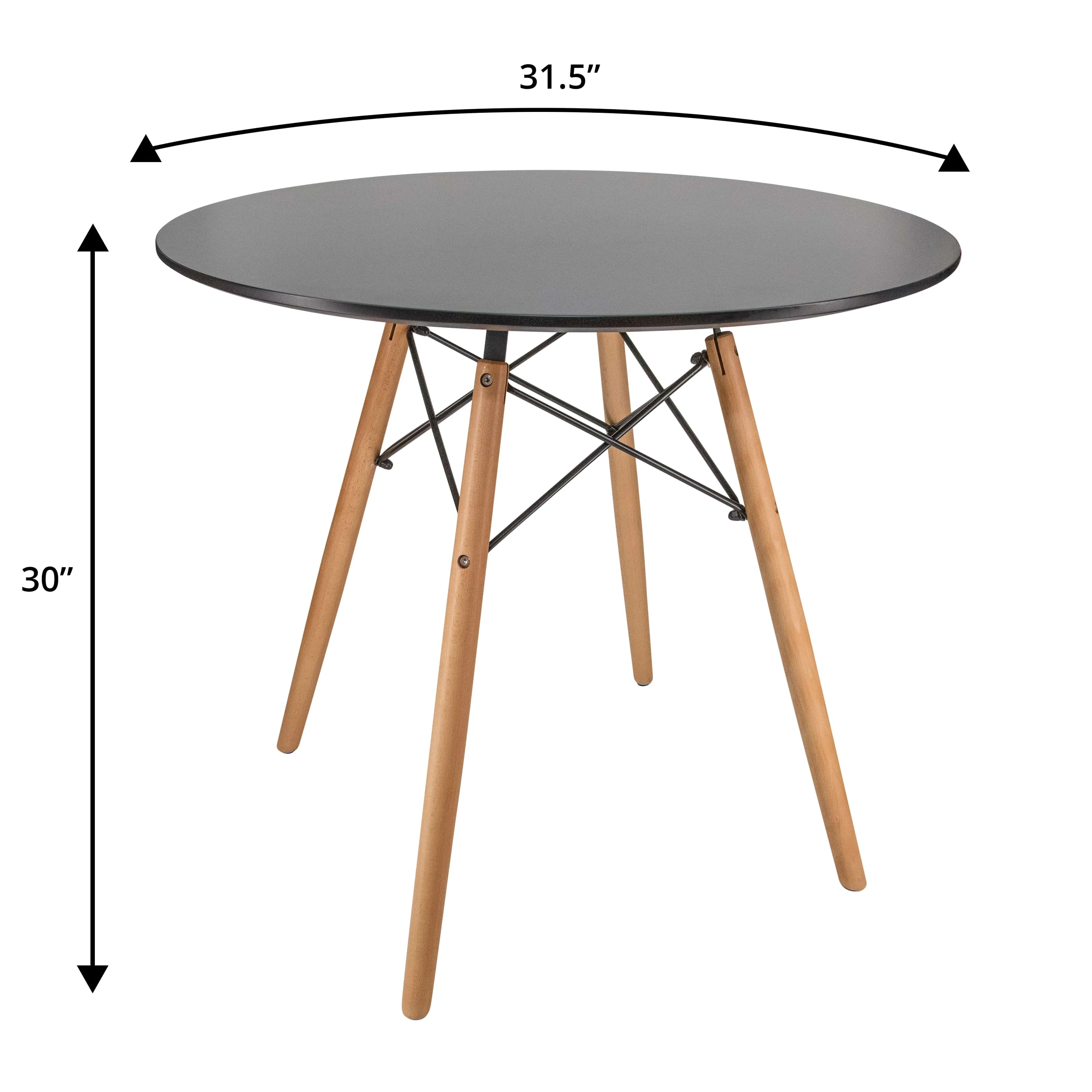 Dover 3-Piece Dining Set with Round Black MDF Top Bistro Table and 2 Plastic Chairs in Clear