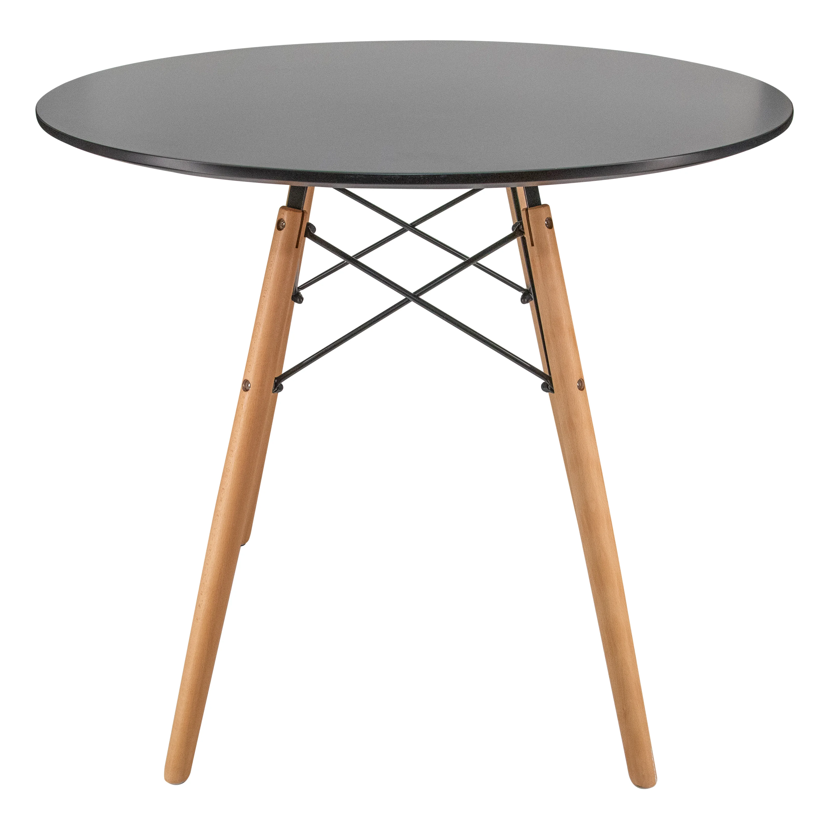 Dover Round Bistro Wood Top Dining Table W/ Natural Wood Eiffel Base