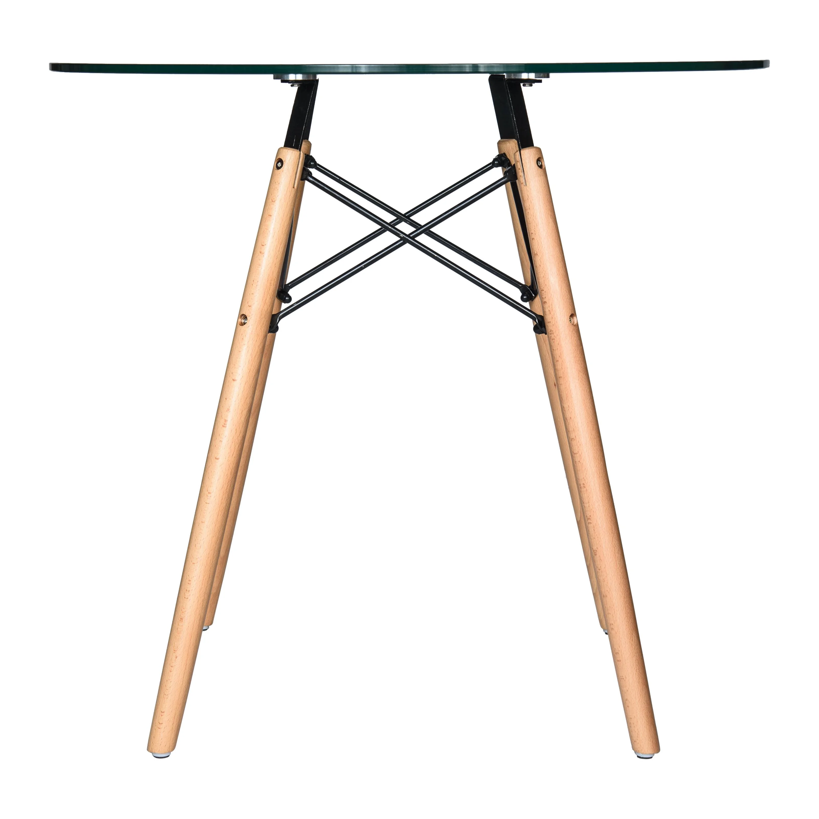 Dover 3-Piece Dining Set with Round Clear Glass Top Bistro Table and 2 Plastic Chairs in Blue