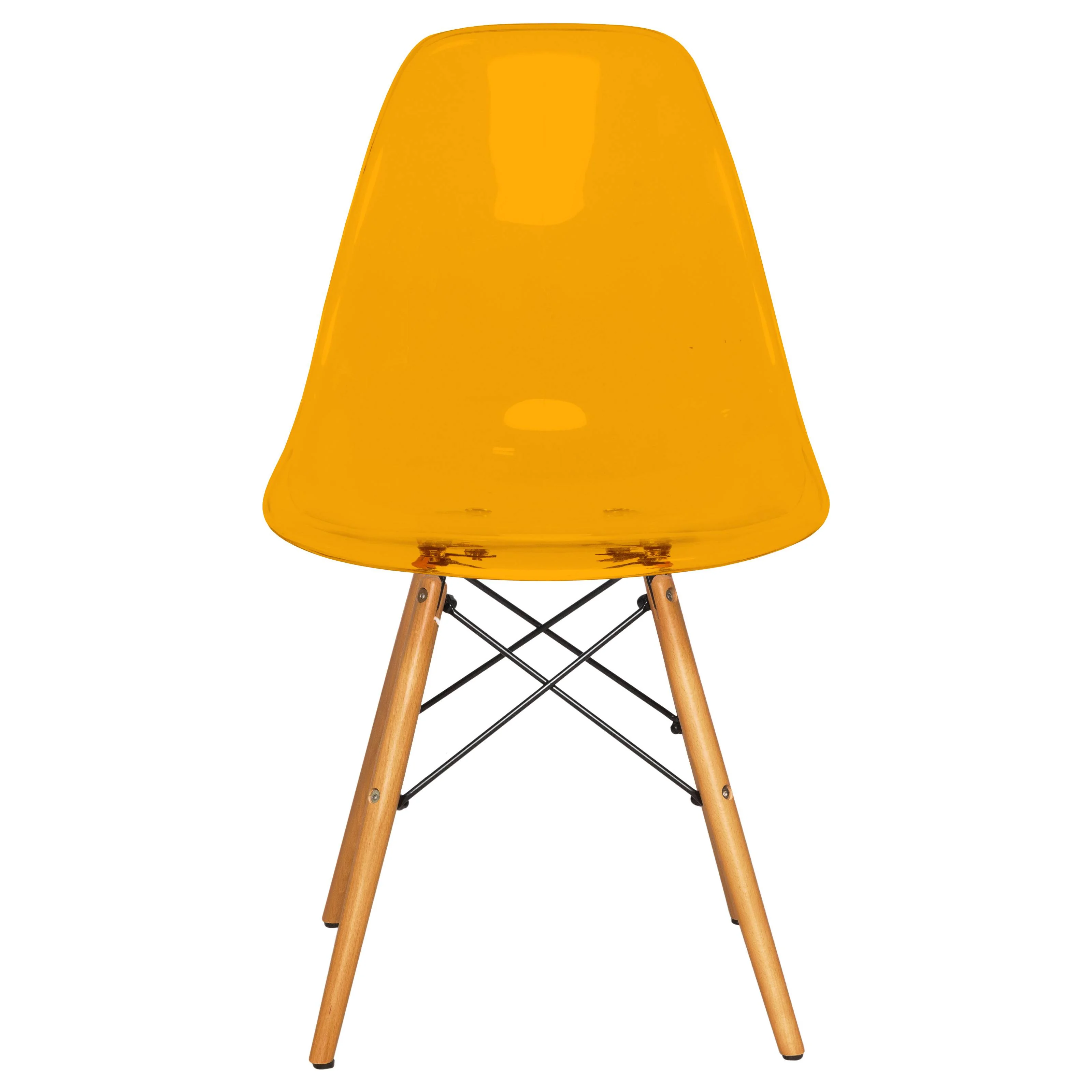 Dover 3-Piece Dining Set with Round Clear Glass Top Bistro Table and 2 Plastic Chairs in Orange