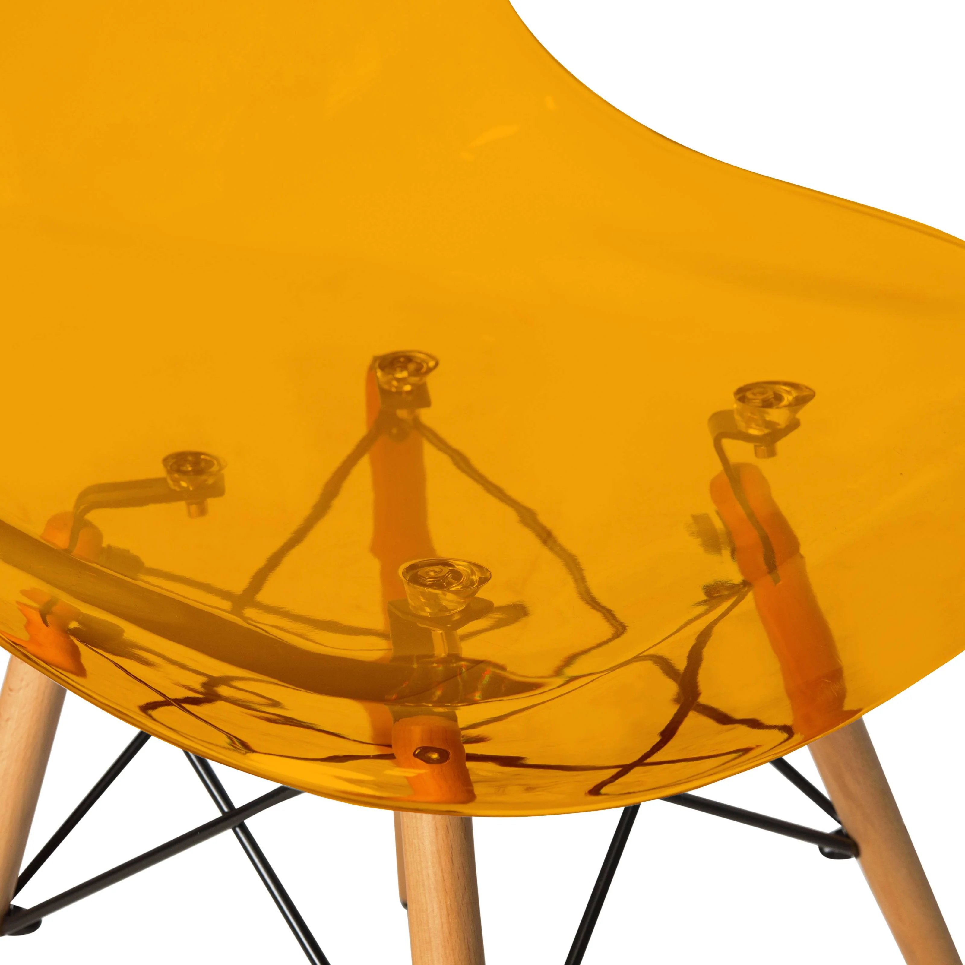 Dover 3-Piece Dining Set with Round White MDF Top Bistro Table and 2 Plastic Chairs in Orange