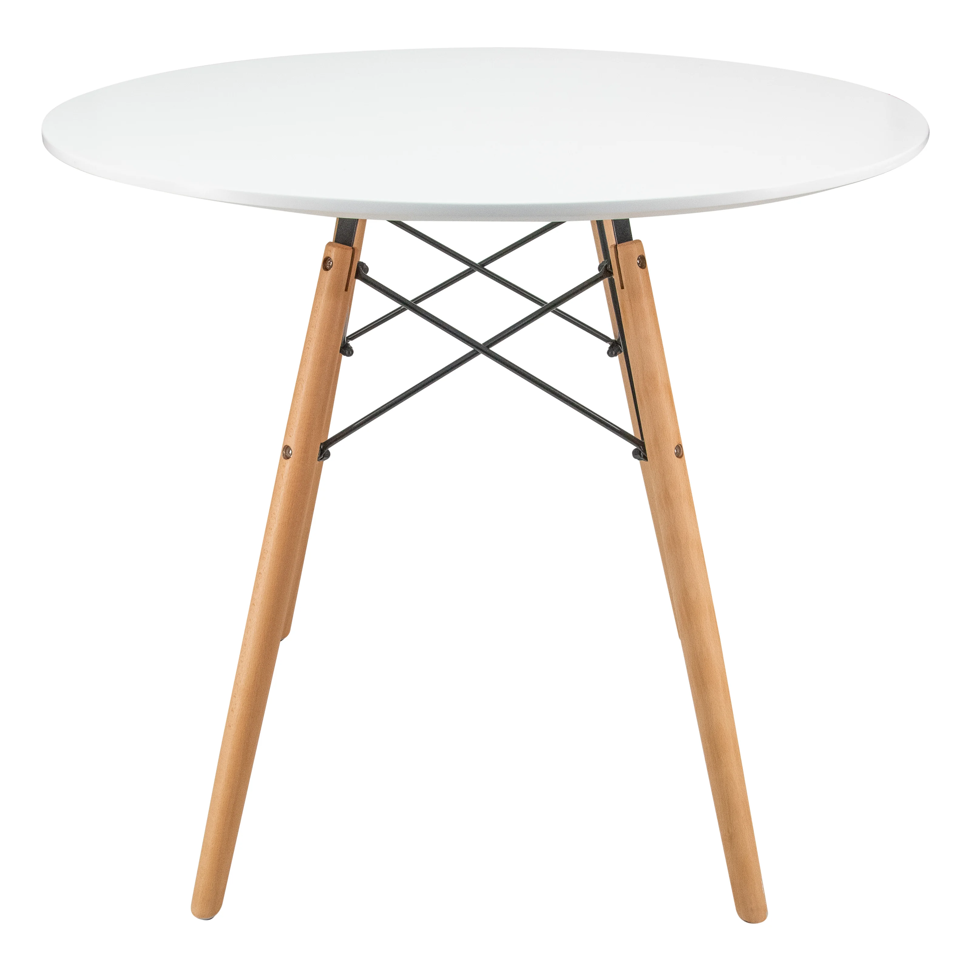 Dover Round Bistro Wood Top Dining Table W/ Natural Wood Eiffel Base