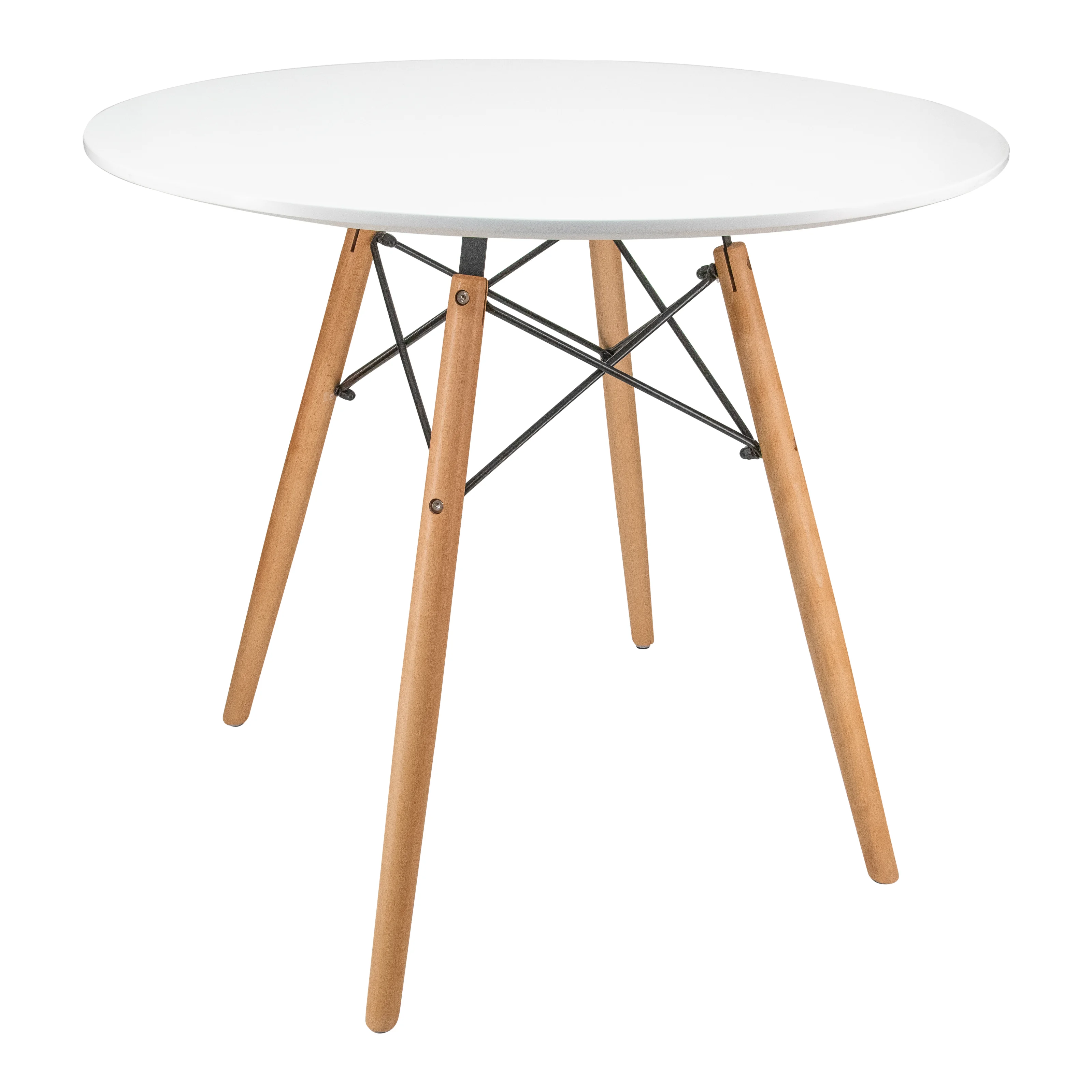 Dover Round Bistro Wood Top Dining Table W/ Natural Wood Eiffel Base
