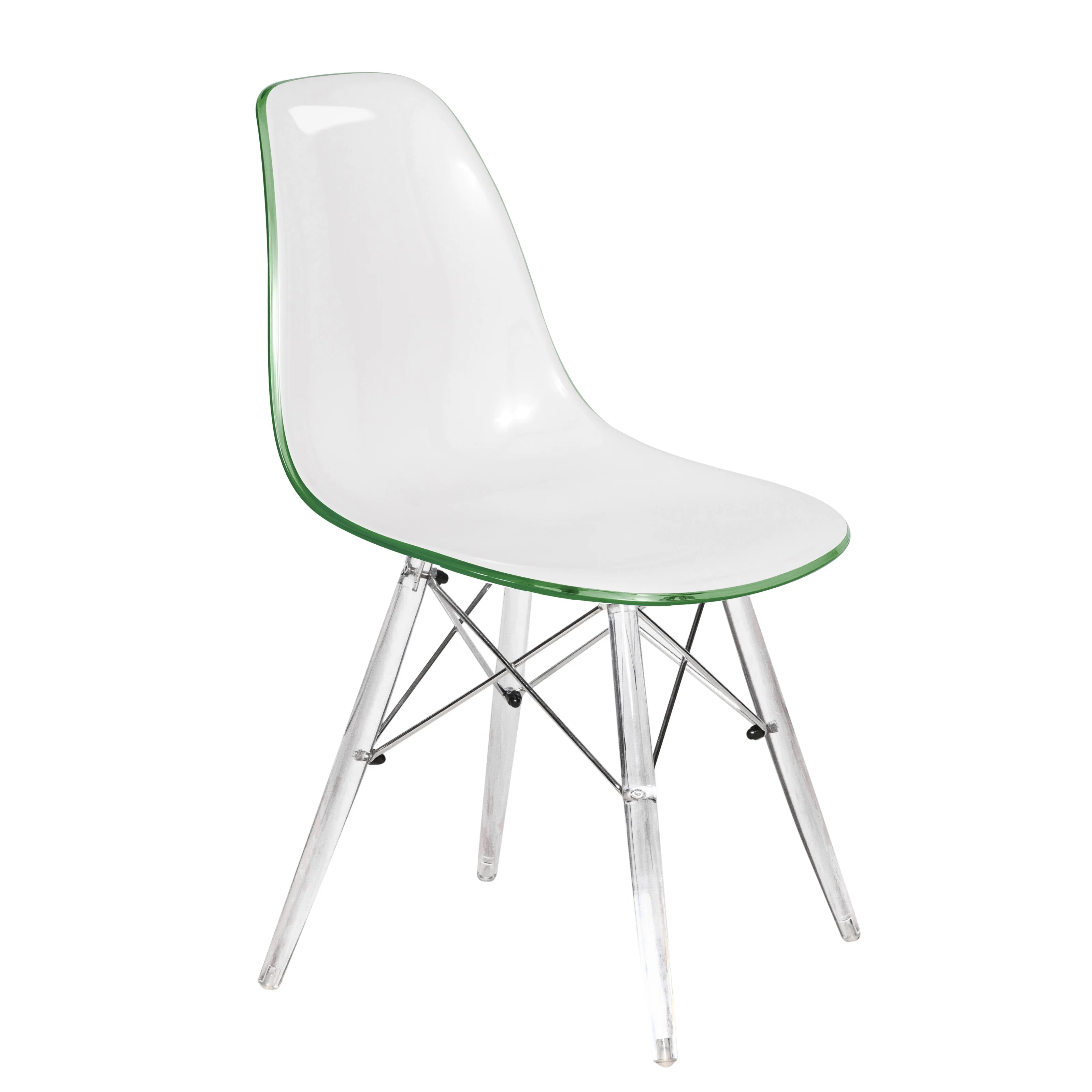 Dover Molded Side Chair with Acrylic Base in White Green