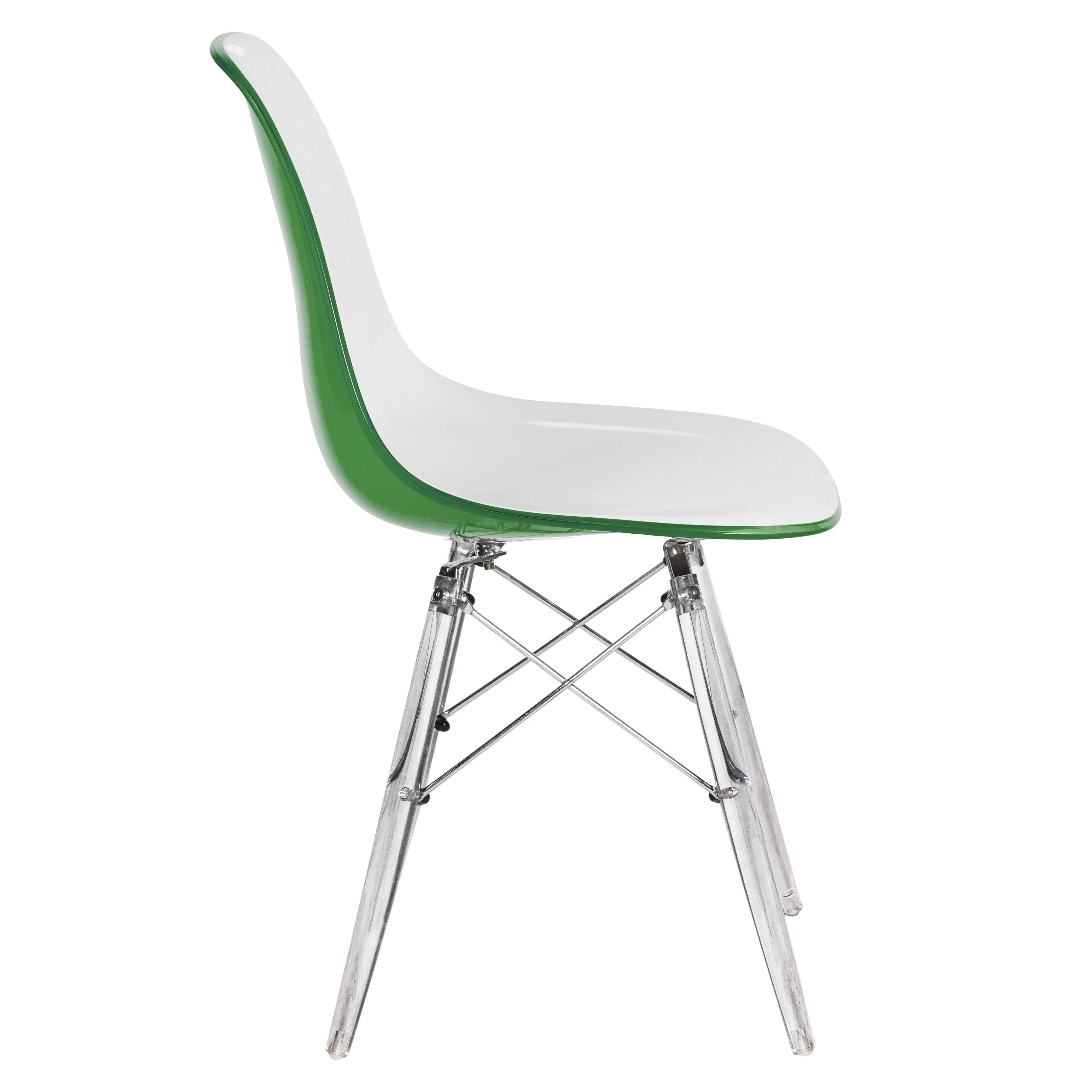 Dover Molded Side Chair with Acrylic Base in White Green