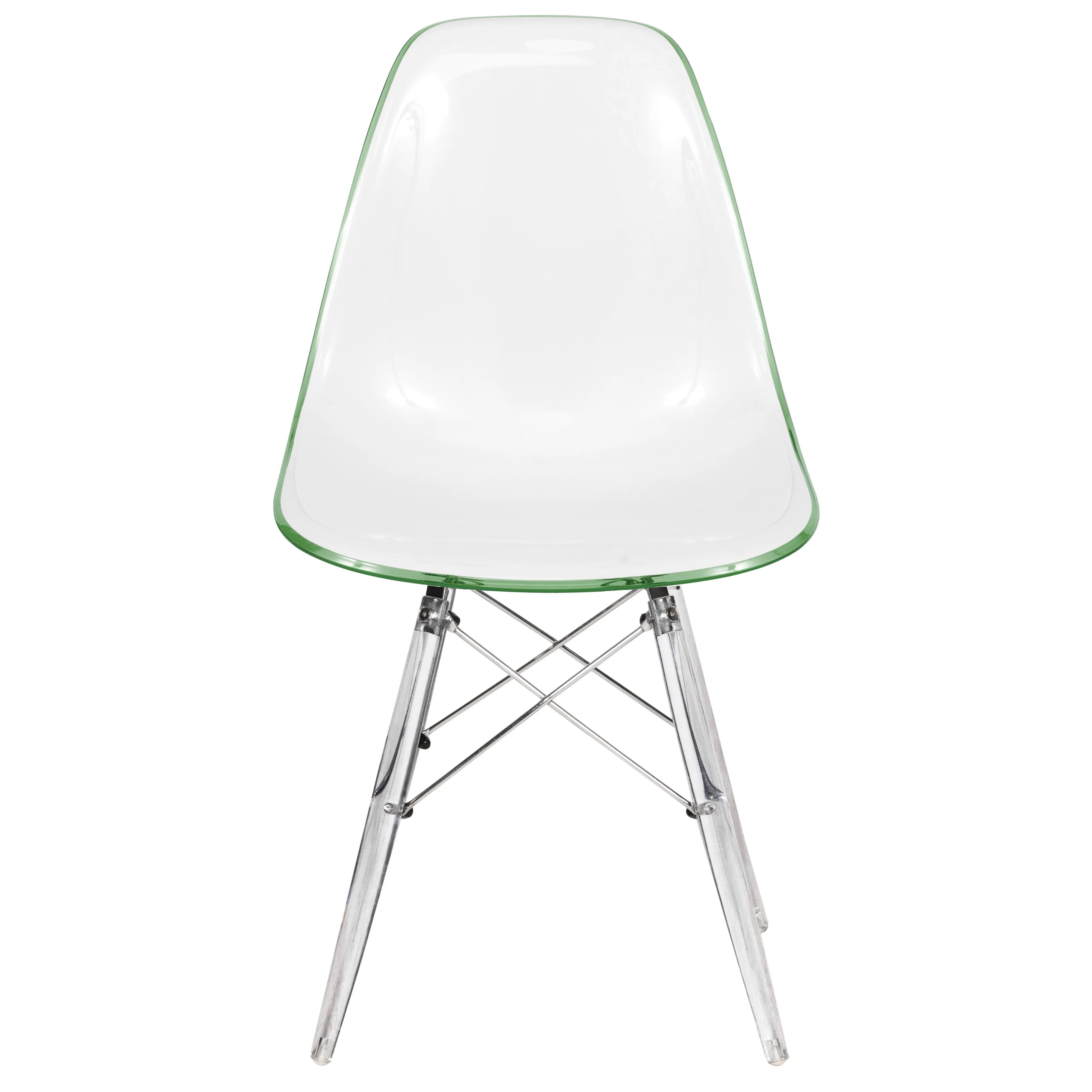 Dover Molded Side Chair with Acrylic Base in White Green